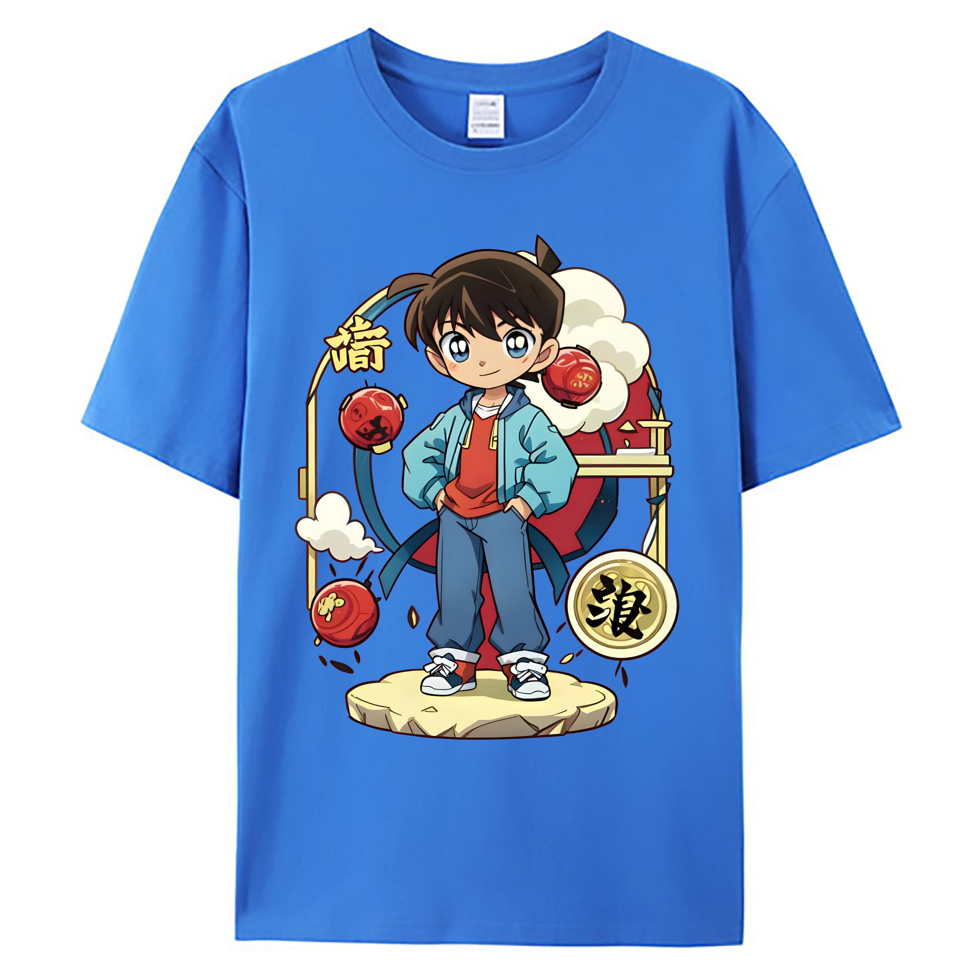 （画像用） 名探偵コナン 江戸川 コナン Detective Conan Conan Edogawa 綿100％ メンズ半袖Tシャツ｜肌触りやわらか＆通気性