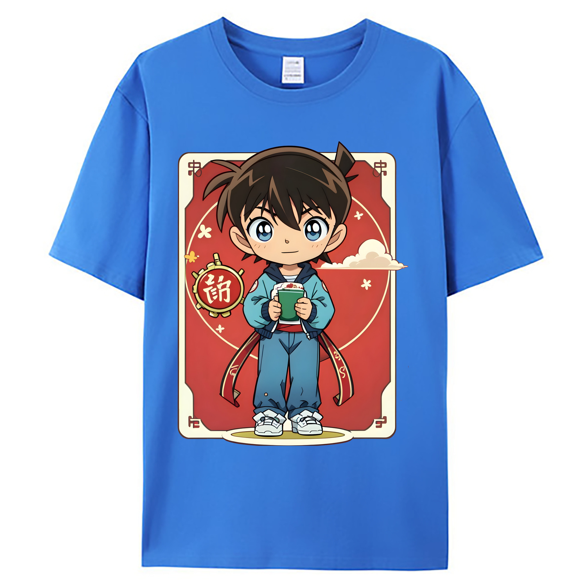 （画像用） 名探偵コナン 江戸川 コナン Detective Conan Conan Edogawa 綿100％ メンズ半袖Tシャツ｜肌触りやわらか＆通気性