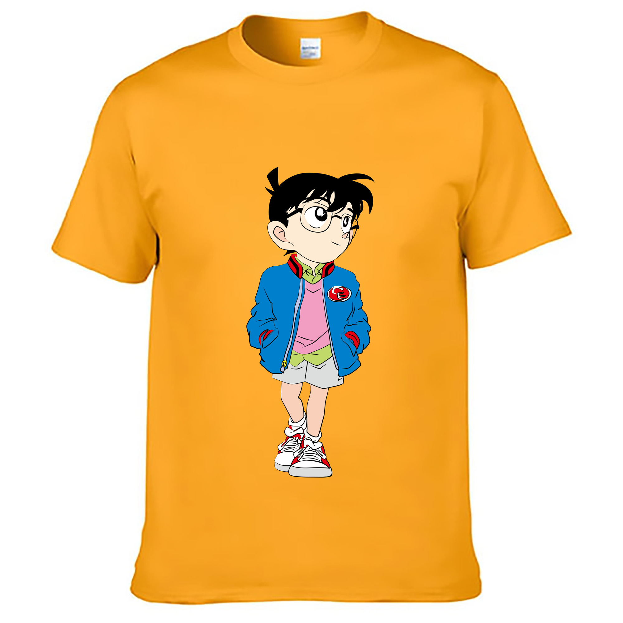 （画像用） 名探偵コナン 江戸川 コナン Detective Conan Conan Edogawa 綿100％ メンズ半袖Tシャツ｜肌触りやわらか＆通気性