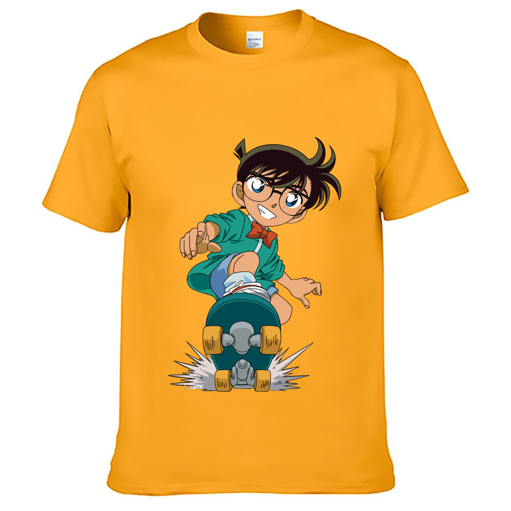 （画像用） 名探偵コナン 江戸川 コナン Detective Conan Conan Edogawa 綿100％ メンズ半袖Tシャツ｜肌触りやわらか＆通気性