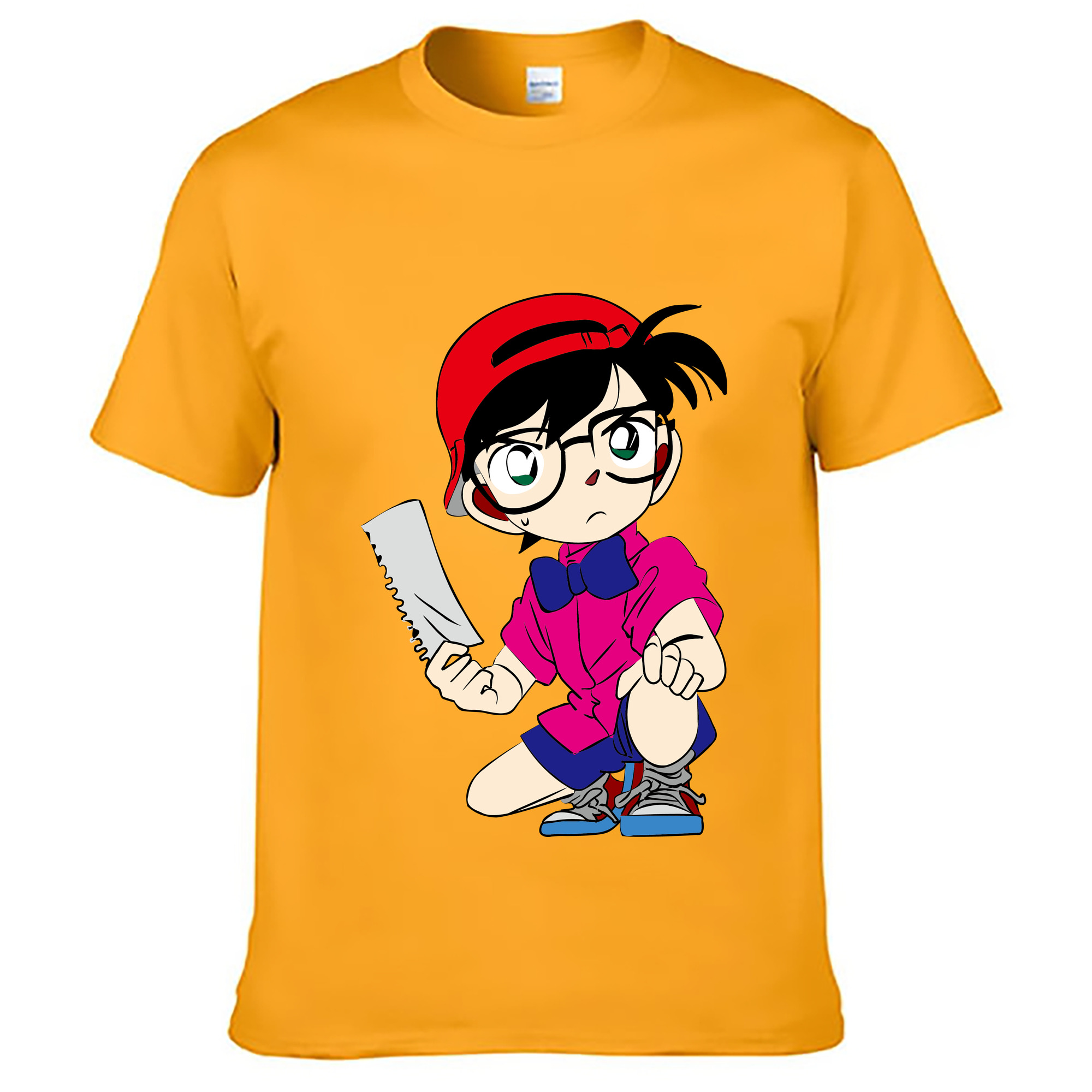 （画像用） 名探偵コナン 江戸川 コナン Detective Conan Conan Edogawa 綿100％ メンズ半袖Tシャツ｜肌触りやわらか＆通気性