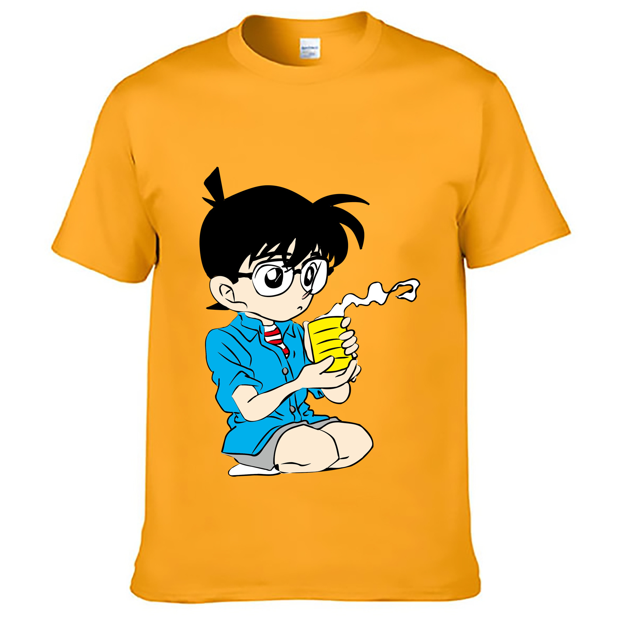 （画像用） 名探偵コナン 江戸川 コナン Detective Conan Conan Edogawa 綿100％ メンズ半袖Tシャツ｜肌触りやわらか＆通気性