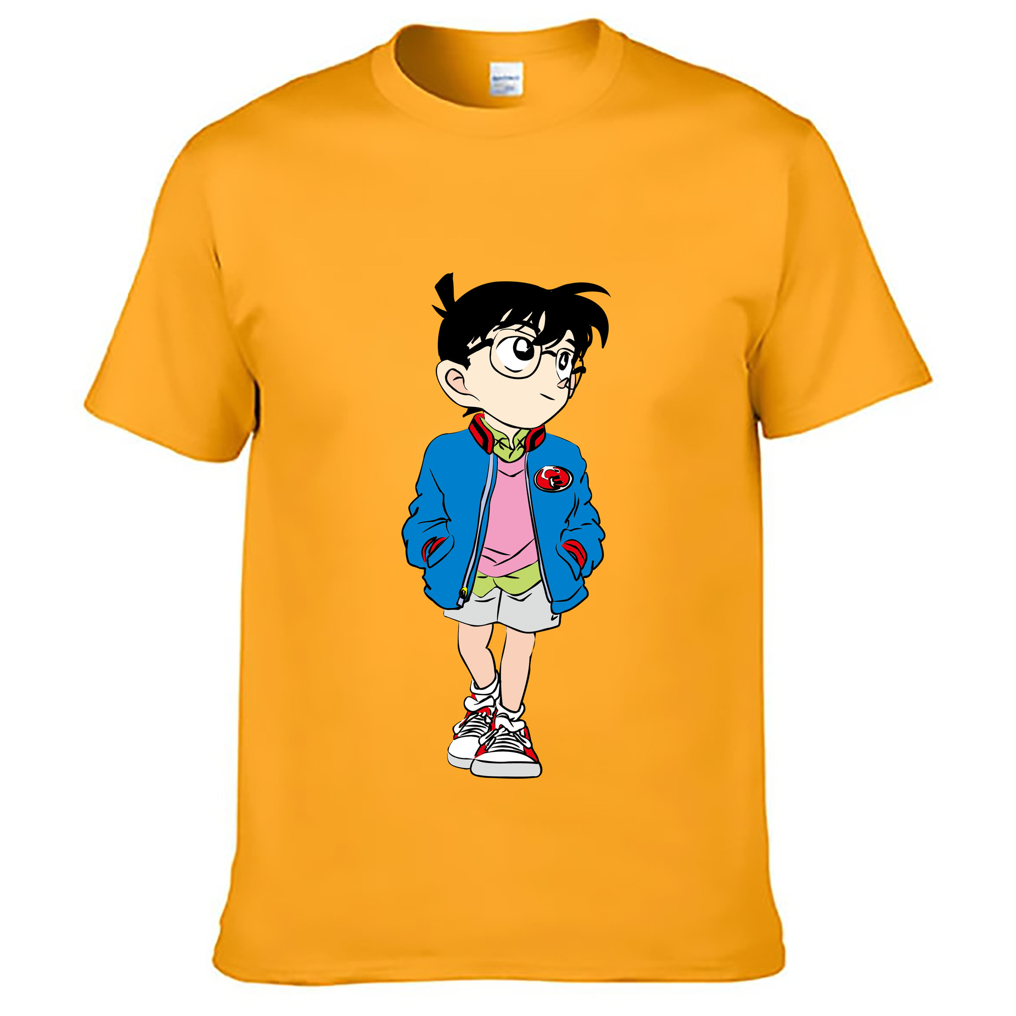 （画像用） 名探偵コナン 江戸川 コナン Detective Conan Conan Edogawa 綿100％ メンズ半袖Tシャツ｜肌触りやわらか＆通気性