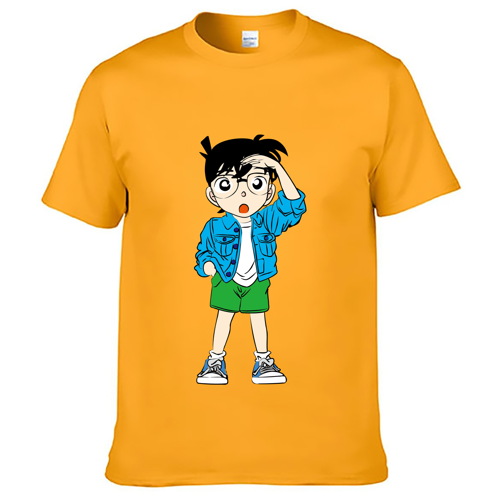 （画像用） 名探偵コナン 江戸川 コナン Detective Conan Conan Edogawa 綿100％ メンズ半袖Tシャツ｜肌触りやわらか＆通気性