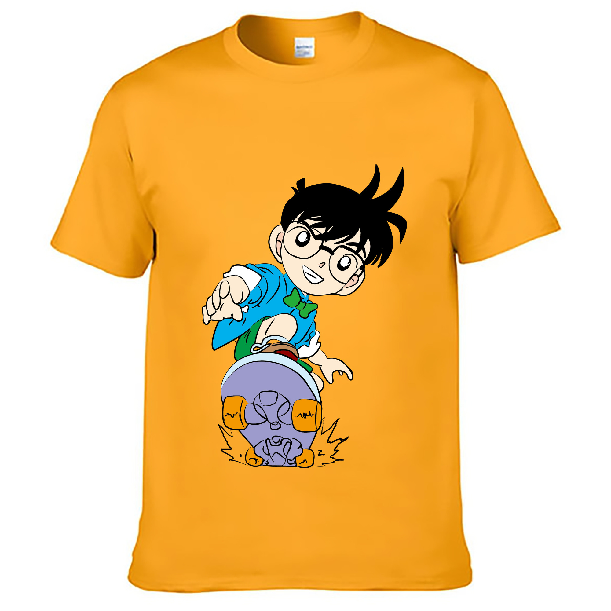 （画像用） 名探偵コナン 江戸川 コナン Detective Conan Conan Edogawa 綿100％ メンズ半袖Tシャツ｜肌触りやわらか＆通気性