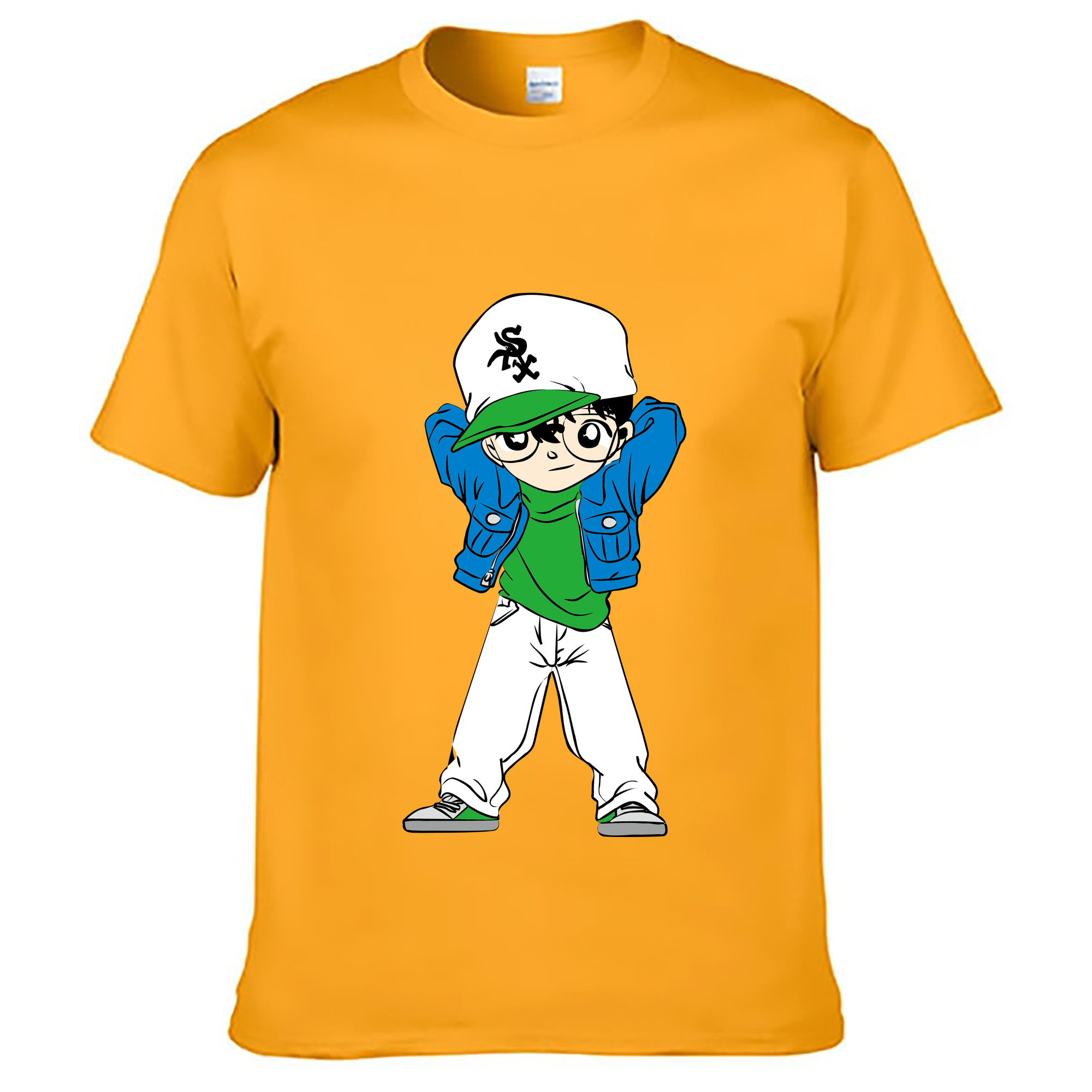 （画像用） 名探偵コナン 江戸川 コナン Detective Conan Conan Edogawa 綿100％ メンズ半袖Tシャツ｜肌触りやわらか＆通気性