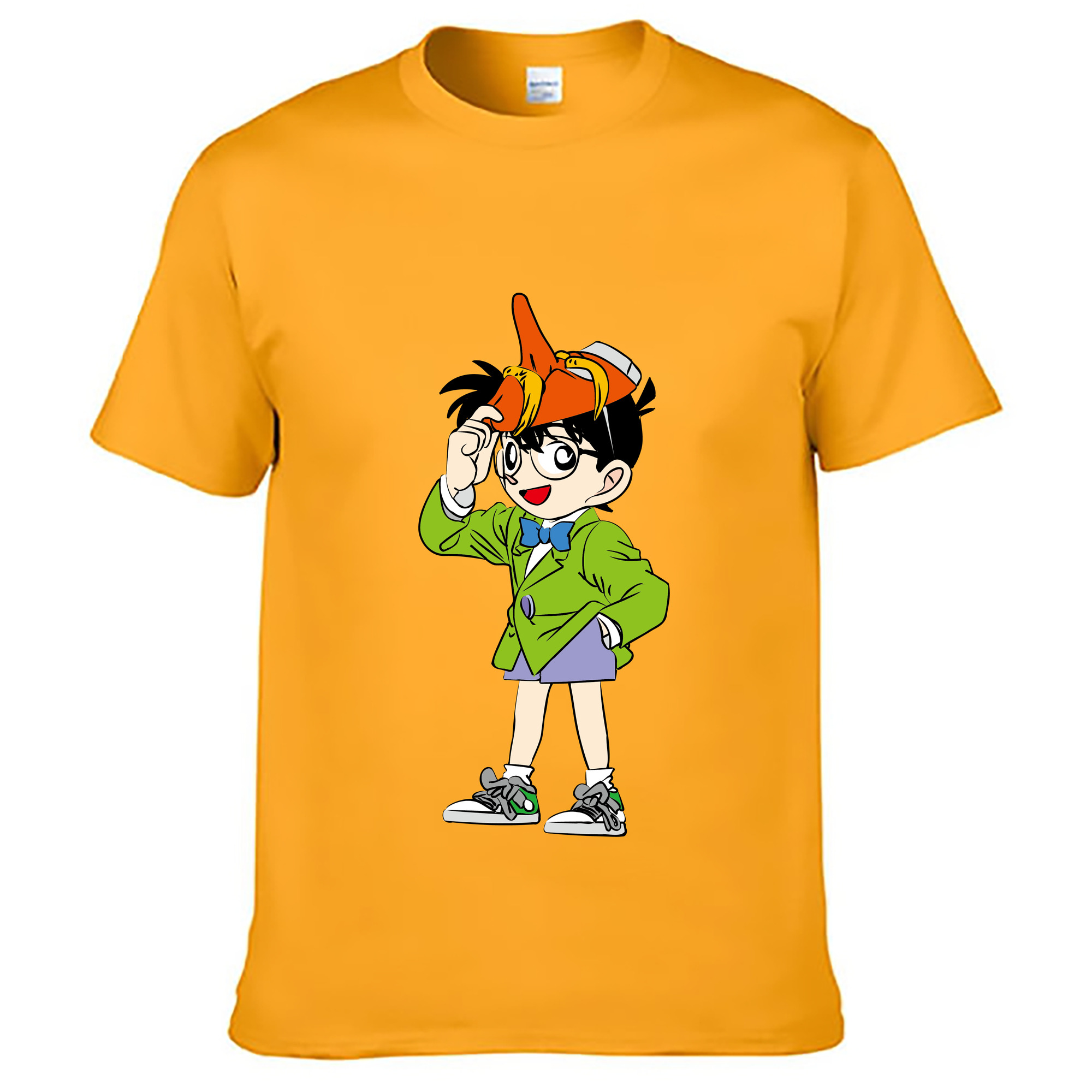 （画像用） 名探偵コナン 江戸川 コナン Detective Conan Conan Edogawa 綿100％ メンズ半袖Tシャツ｜肌触りやわらか＆通気性