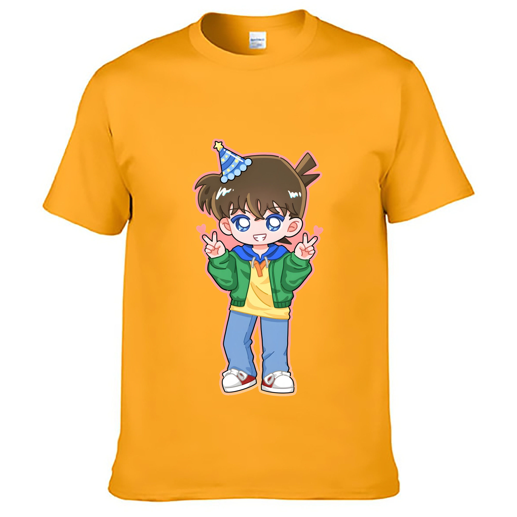（画像用） 名探偵コナン 江戸川 コナン Detective Conan Conan Edogawa 綿100％ メンズ半袖Tシャツ｜肌触りやわらか＆通気性