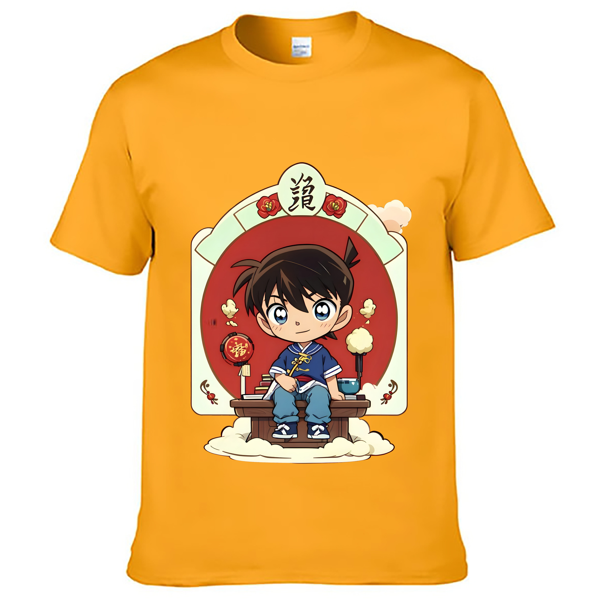 （画像用） 名探偵コナン 江戸川 コナン Detective Conan Conan Edogawa 綿100％ メンズ半袖Tシャツ｜肌触りやわらか＆通気性