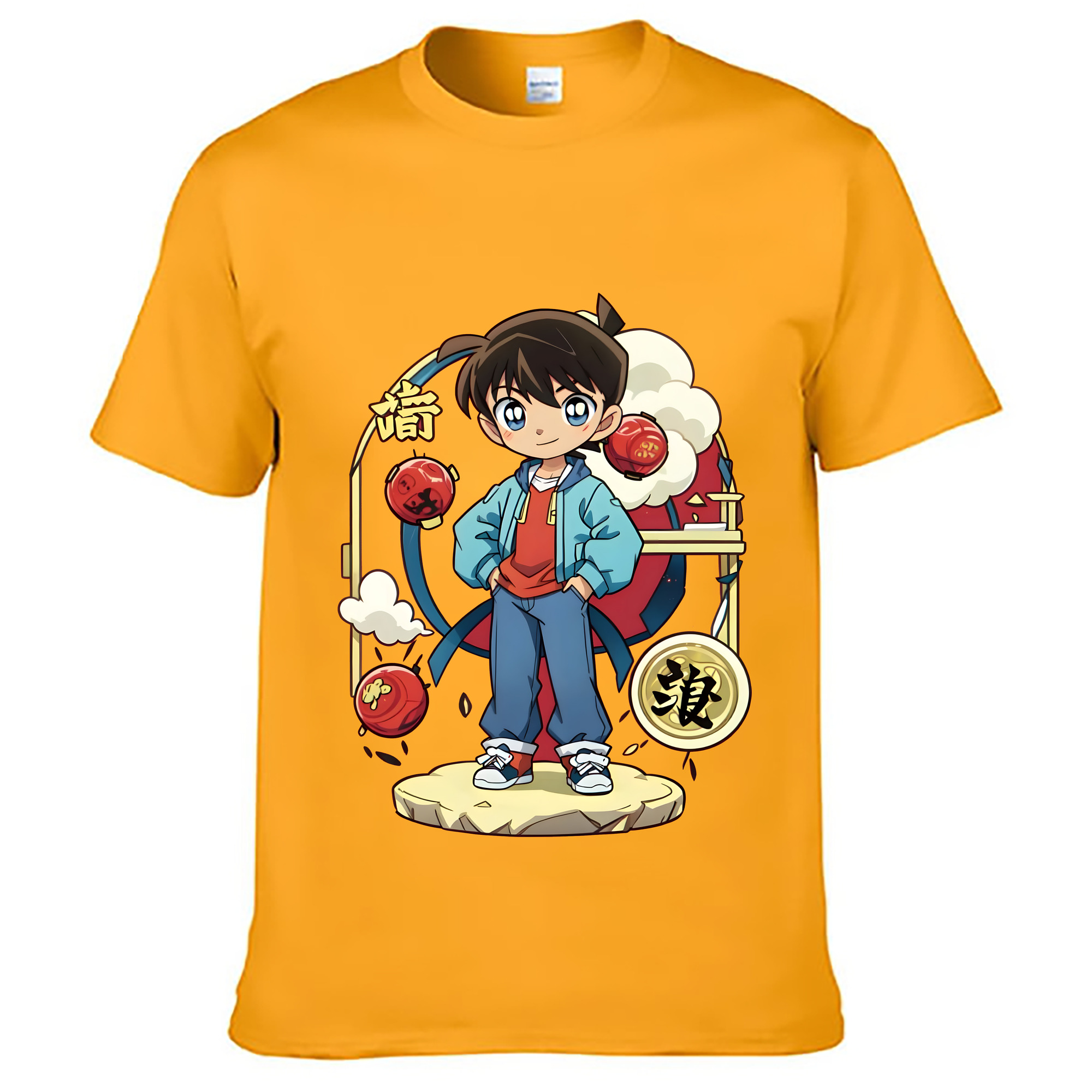 （画像用） 名探偵コナン 江戸川 コナン Detective Conan Conan Edogawa 綿100％ メンズ半袖Tシャツ｜肌触りやわらか＆通気性