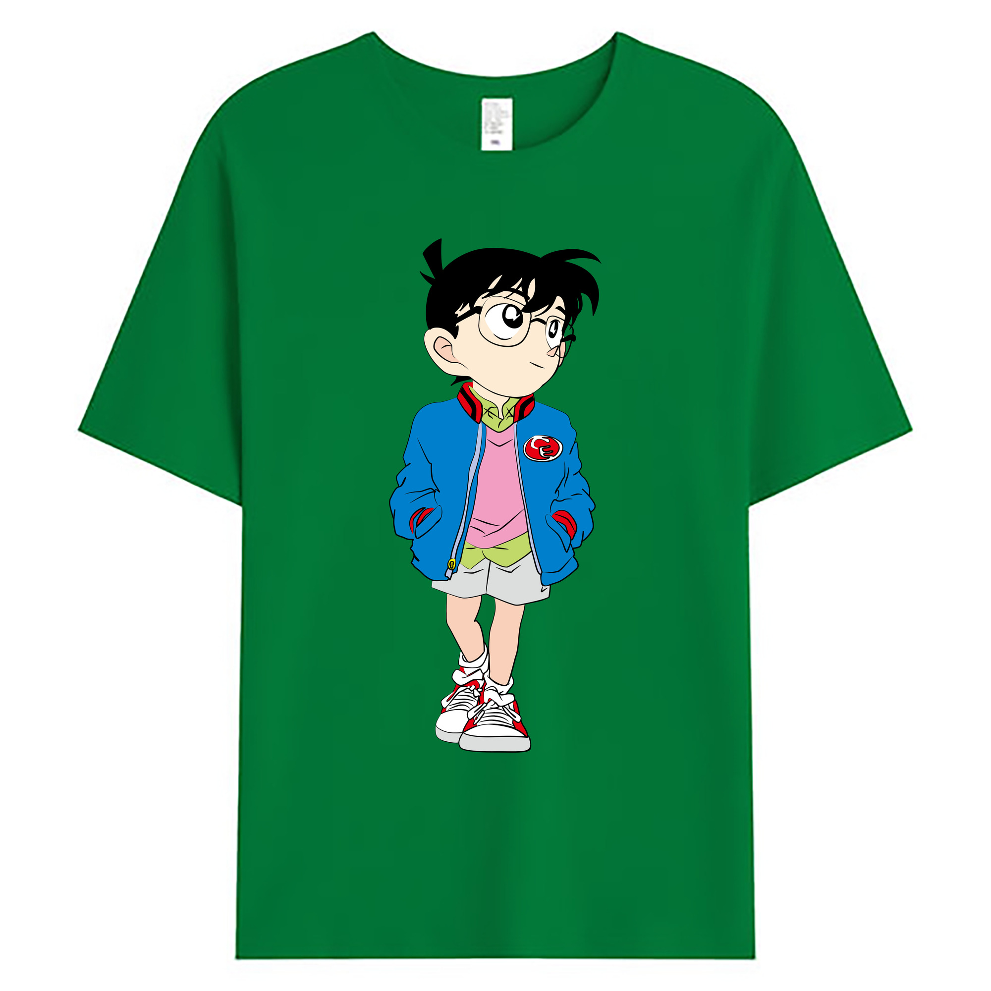 （画像用） 名探偵コナン 江戸川 コナン Detective Conan Conan Edogawa 綿100％ メンズ半袖Tシャツ｜肌触りやわらか＆通気性
