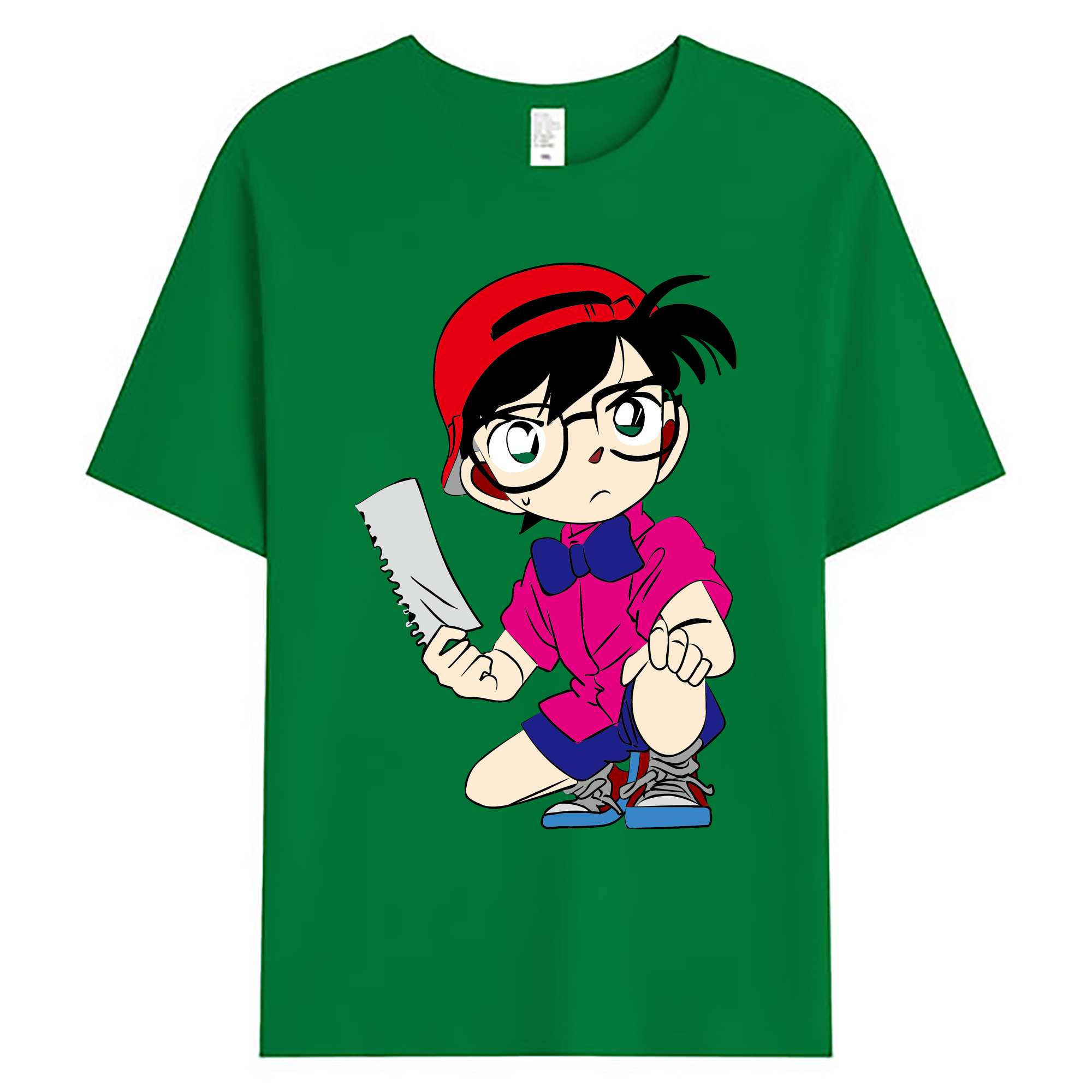 （画像用） 名探偵コナン 江戸川 コナン Detective Conan Conan Edogawa 綿100％ メンズ半袖Tシャツ｜肌触りやわらか＆通気性