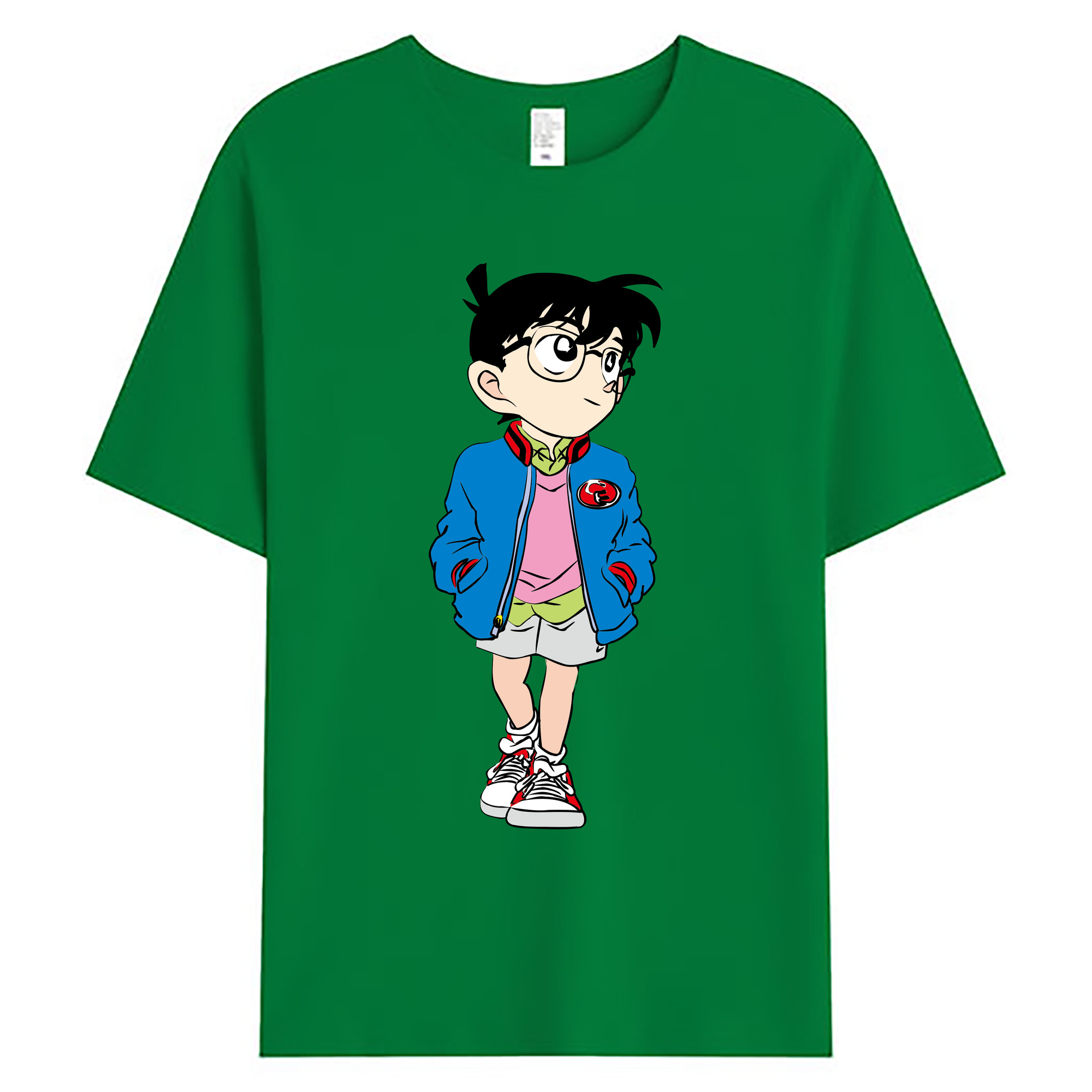 （画像用） 名探偵コナン 江戸川 コナン Detective Conan Conan Edogawa 綿100％ メンズ半袖Tシャツ｜肌触りやわらか＆通気性