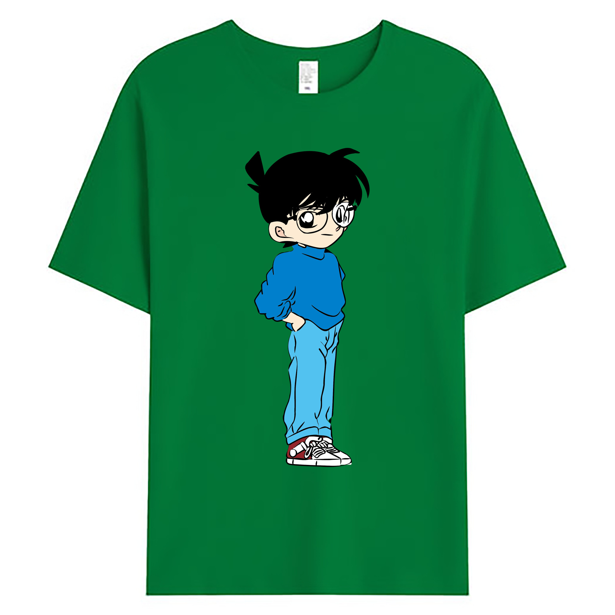 （画像用） 名探偵コナン 江戸川 コナン Detective Conan Conan Edogawa 綿100％ メンズ半袖Tシャツ｜肌触りやわらか＆通気性