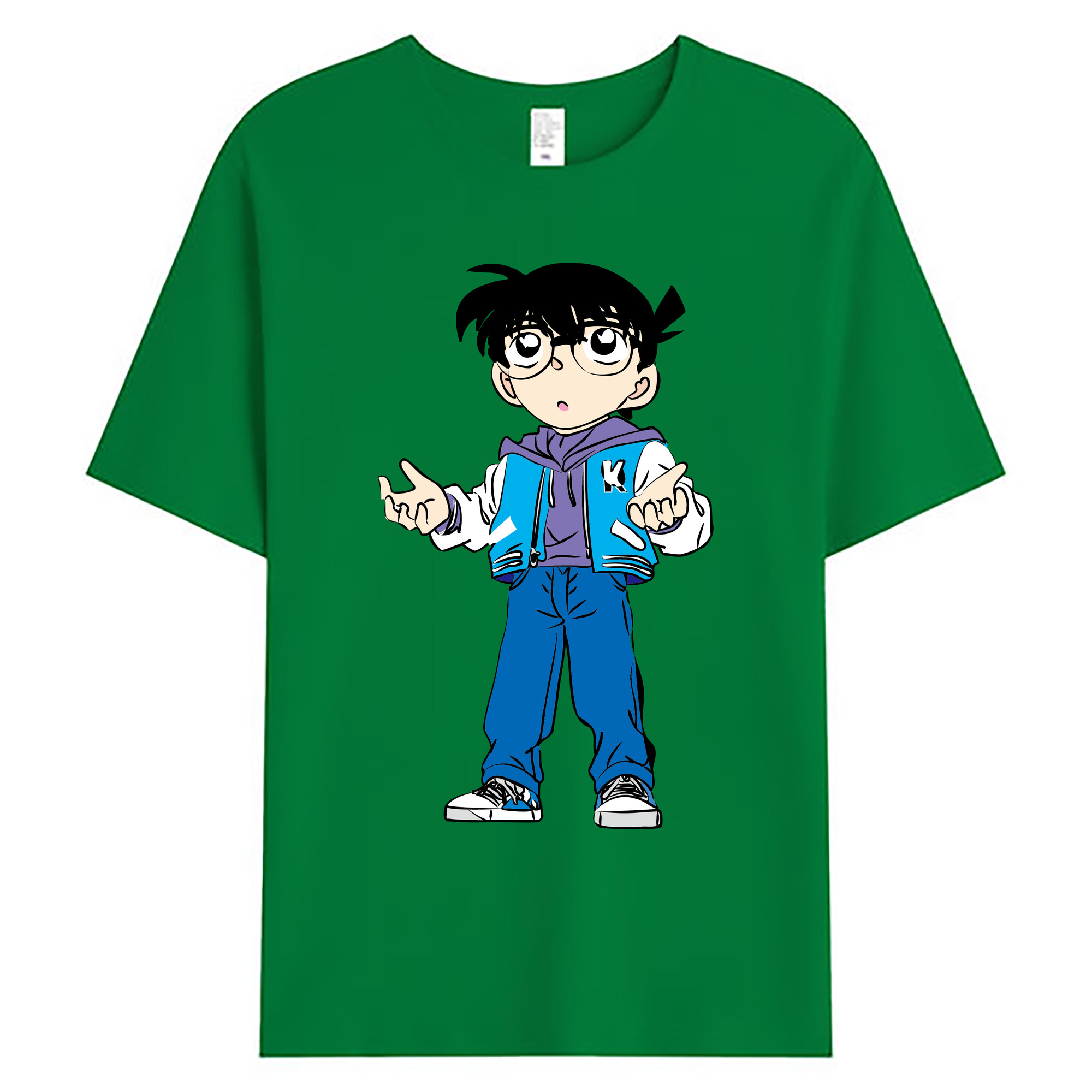 （画像用） 名探偵コナン 江戸川 コナン Detective Conan Conan Edogawa 綿100％ メンズ半袖Tシャツ｜肌触りやわらか＆通気性
