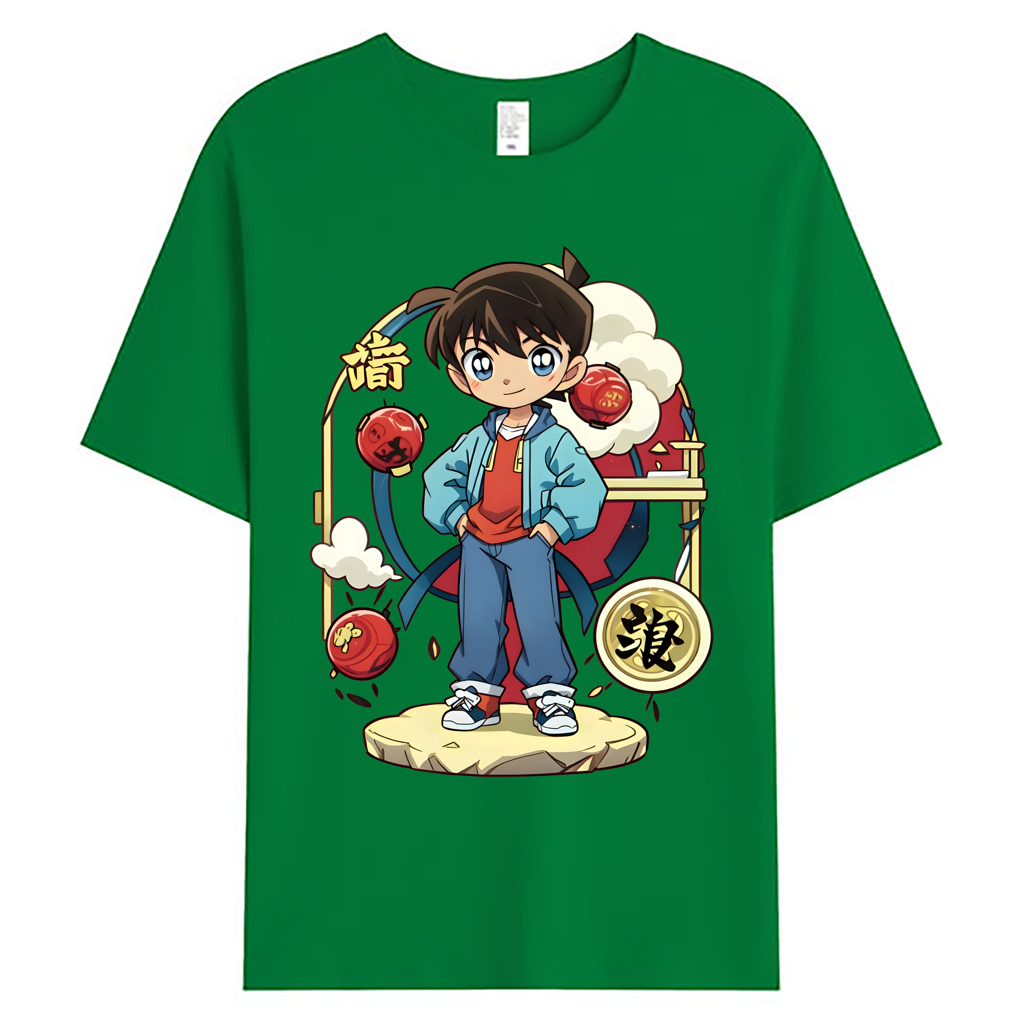 （画像用） 名探偵コナン 江戸川 コナン Detective Conan Conan Edogawa 綿100％ メンズ半袖Tシャツ｜肌触りやわらか＆通気性