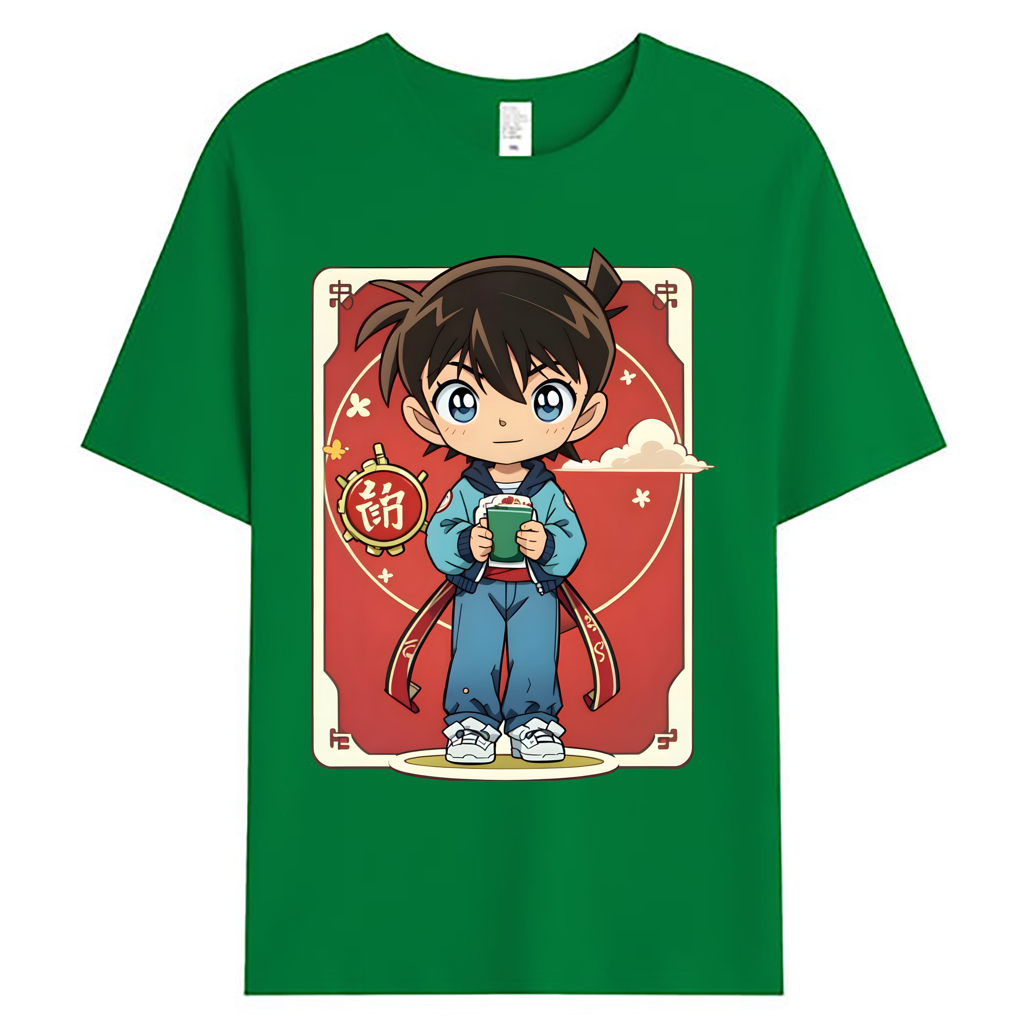 （画像用） 名探偵コナン 江戸川 コナン Detective Conan Conan Edogawa 綿100％ メンズ半袖Tシャツ｜肌触りやわらか＆通気性