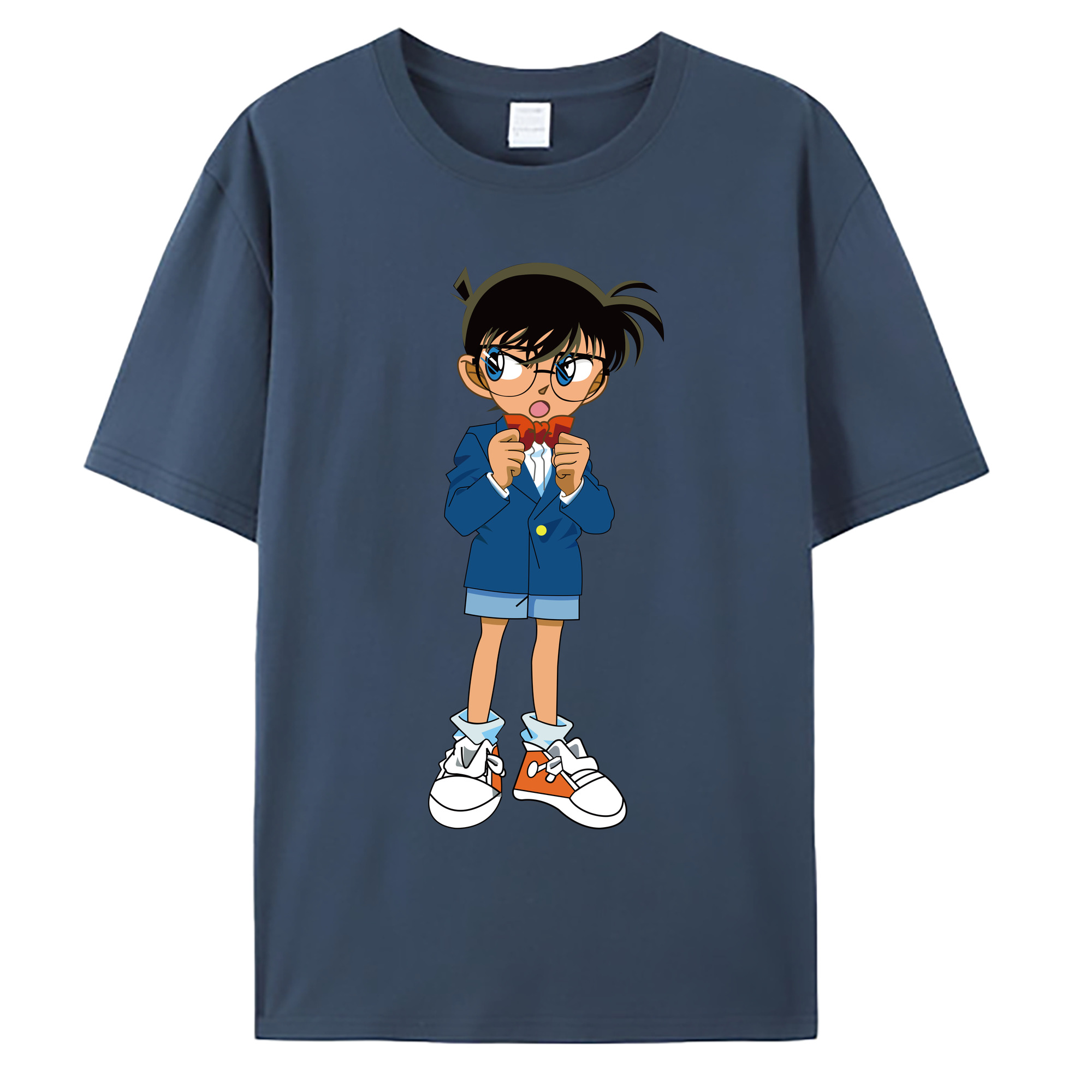（画像用） 名探偵コナン 江戸川 コナン Detective Conan Conan Edogawa 綿100％ メンズ半袖Tシャツ｜肌触りやわらか＆通気性
