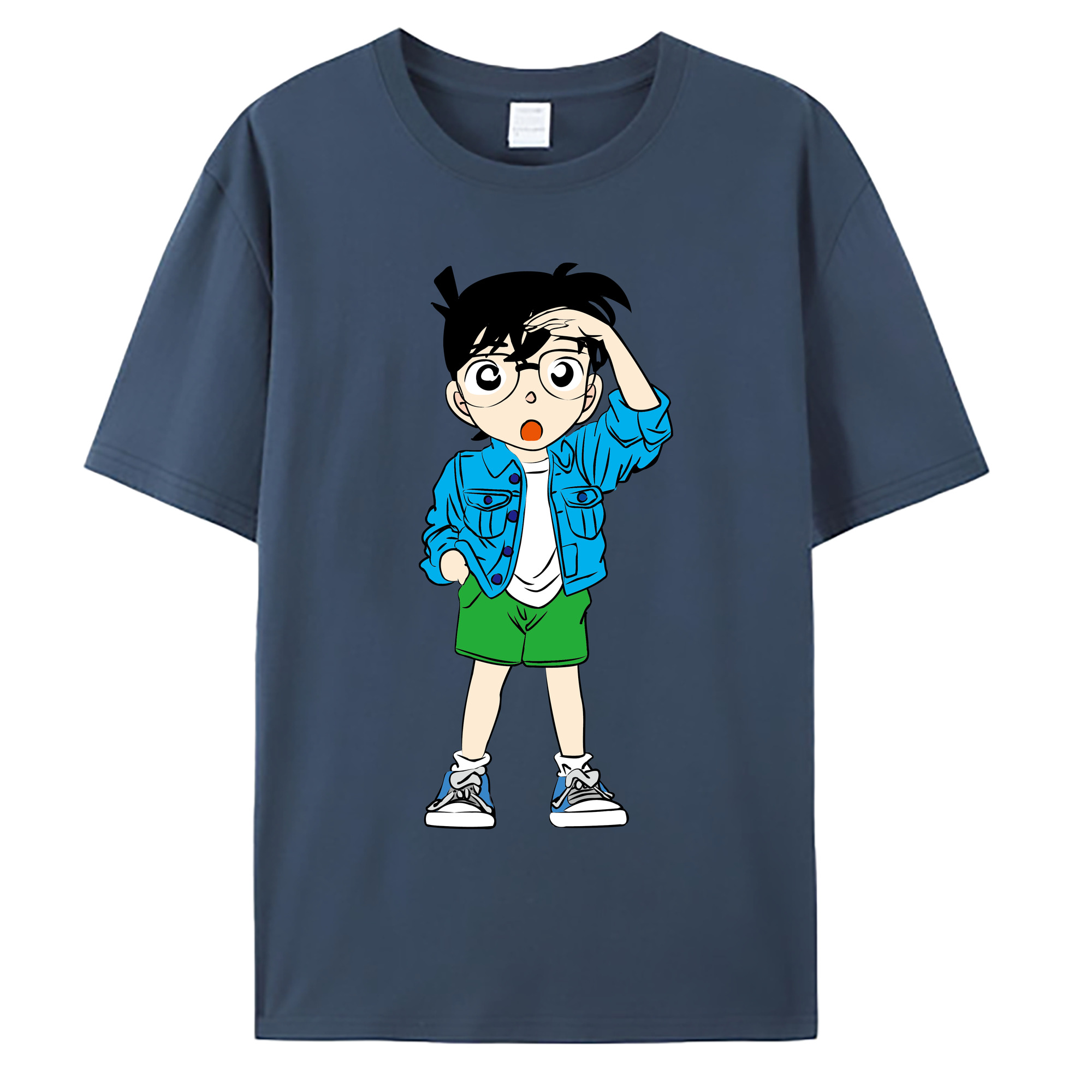 （画像用） 名探偵コナン 江戸川 コナン Detective Conan Conan Edogawa 綿100％ メンズ半袖Tシャツ｜肌触りやわらか＆通気性