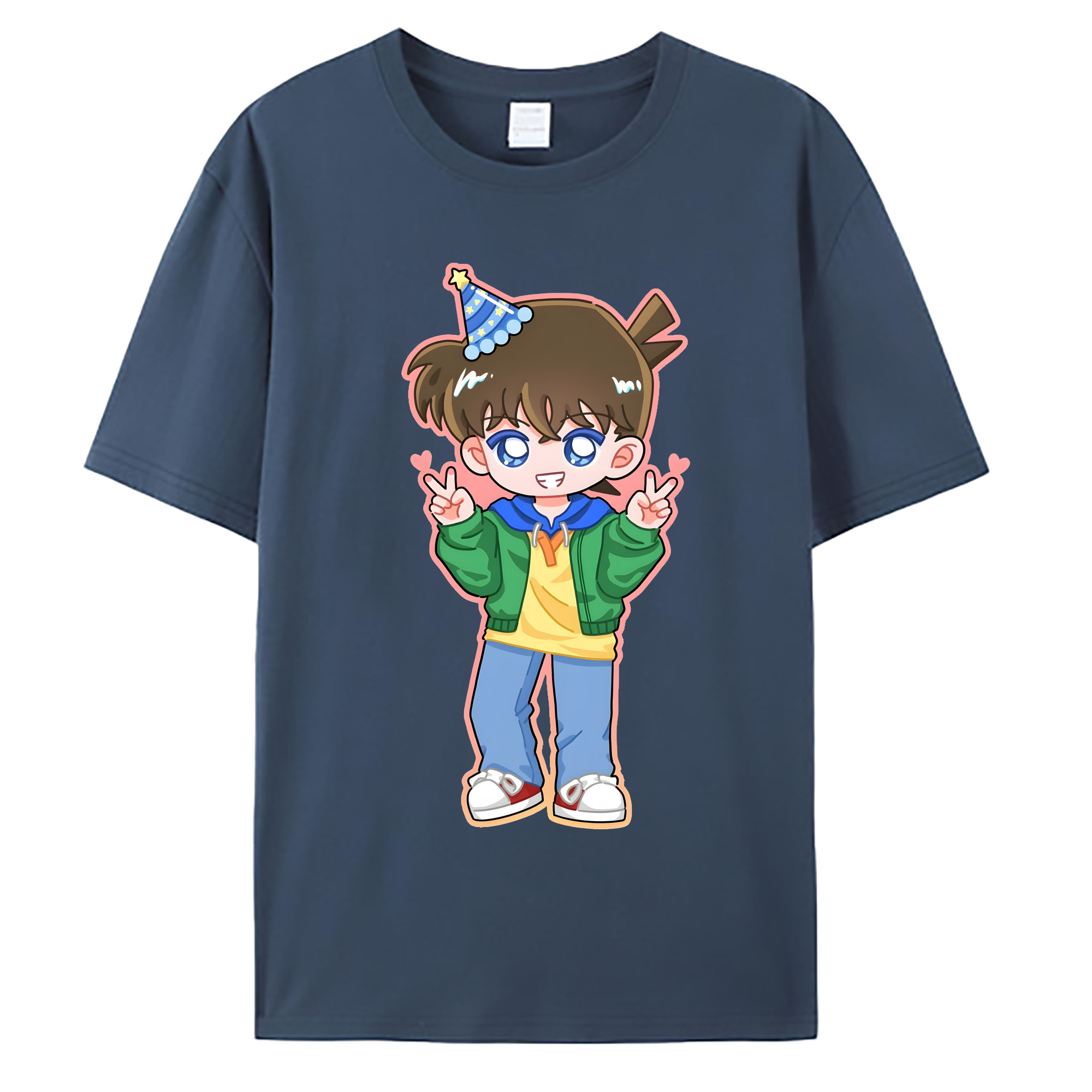 （画像用） 名探偵コナン 江戸川 コナン Detective Conan Conan Edogawa 綿100％ メンズ半袖Tシャツ｜肌触りやわらか＆通気性