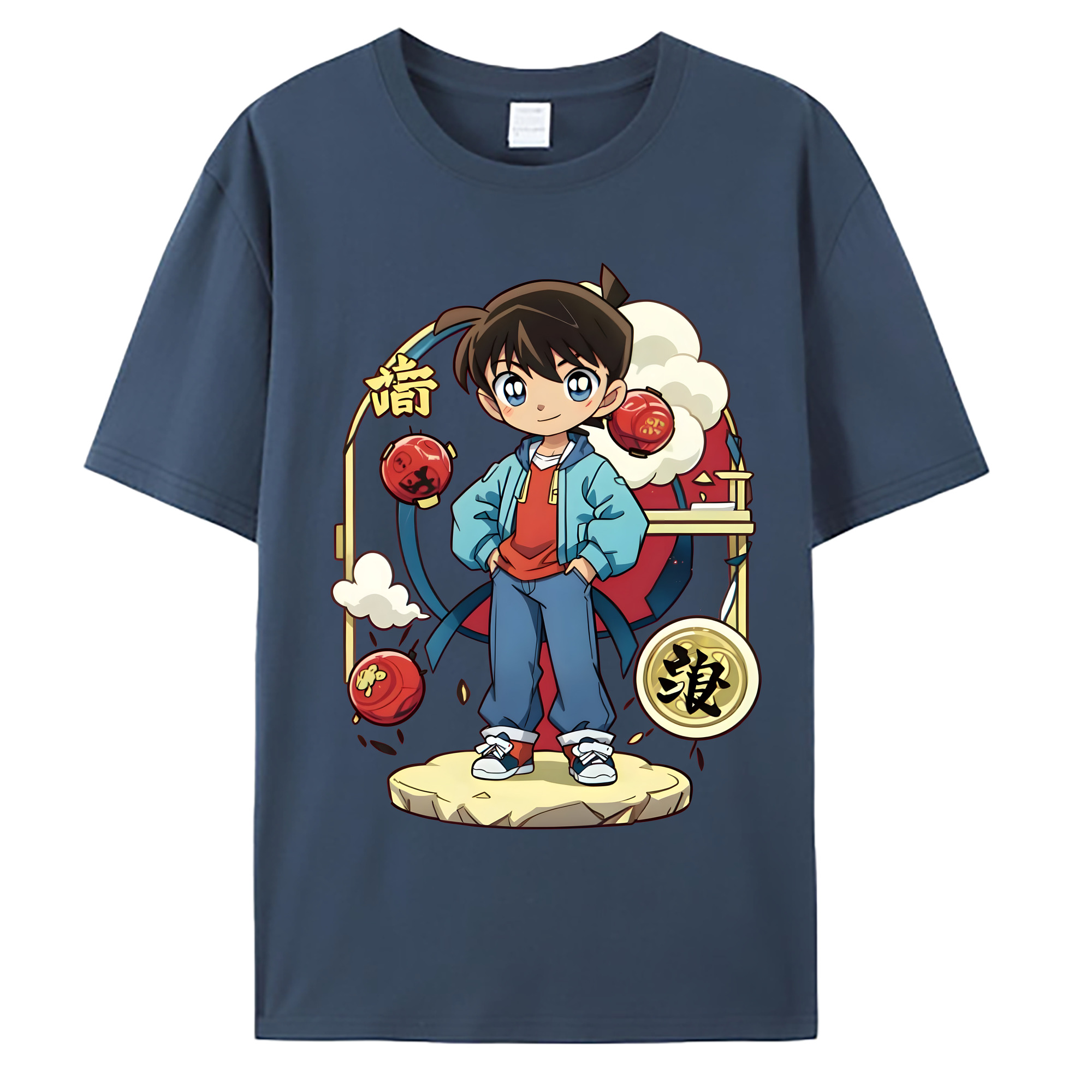 （画像用） 名探偵コナン 江戸川 コナン Detective Conan Conan Edogawa 綿100％ メンズ半袖Tシャツ｜肌触りやわらか＆通気性