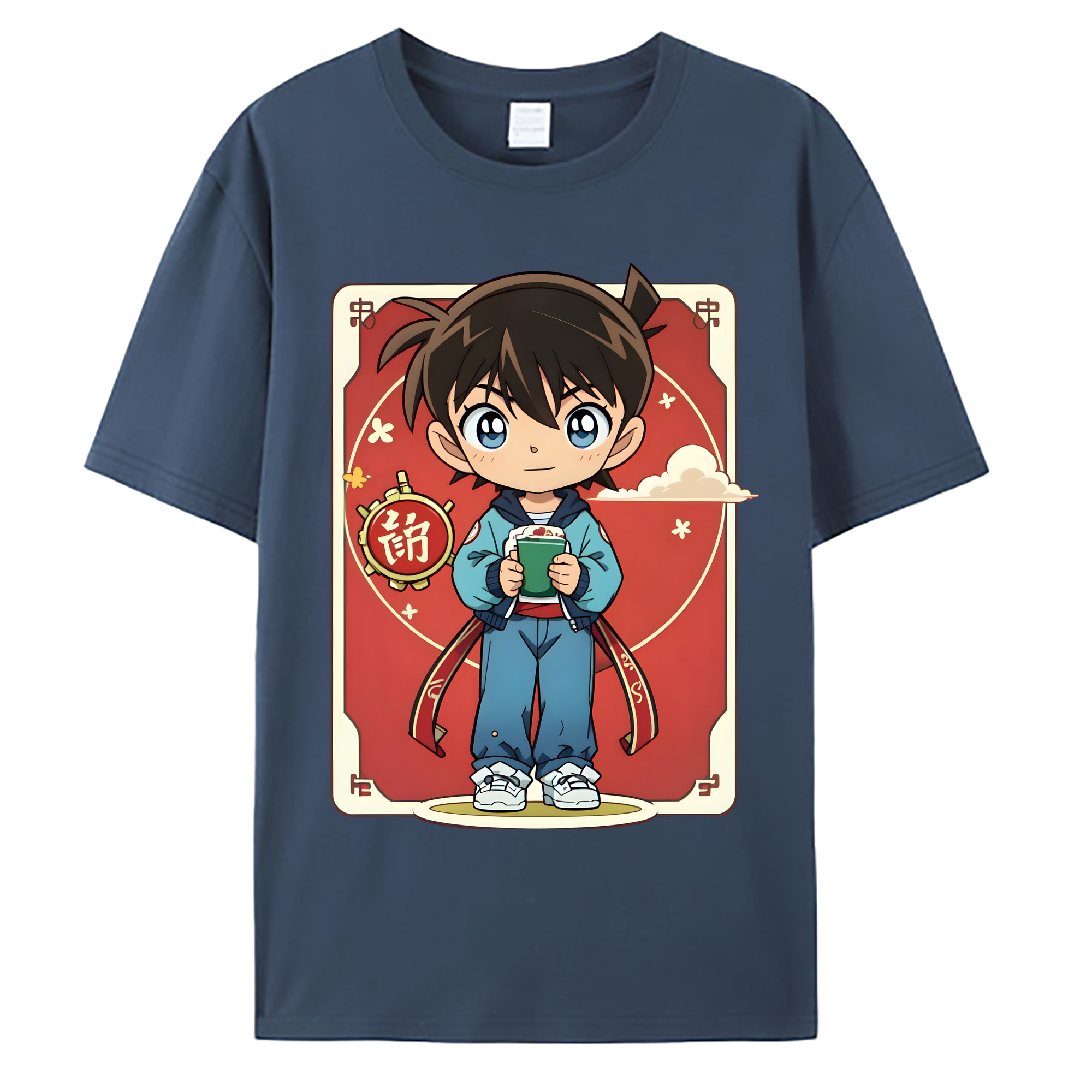 （画像用） 名探偵コナン 江戸川 コナン Detective Conan Conan Edogawa 綿100％ メンズ半袖Tシャツ｜肌触りやわらか＆通気性
