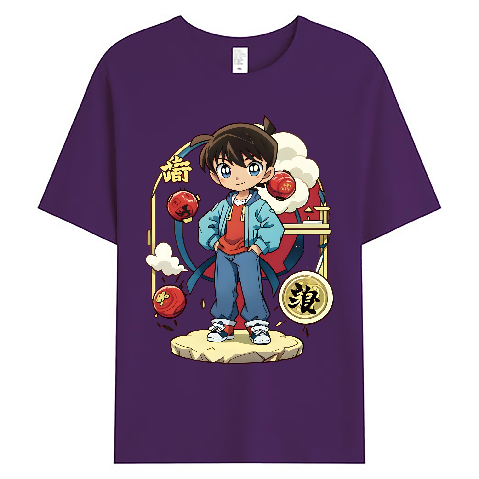 （画像用） 名探偵コナン 江戸川 コナン Detective Conan Conan Edogawa 綿100％ メンズ半袖Tシャツ｜肌触りやわらか＆通気性
