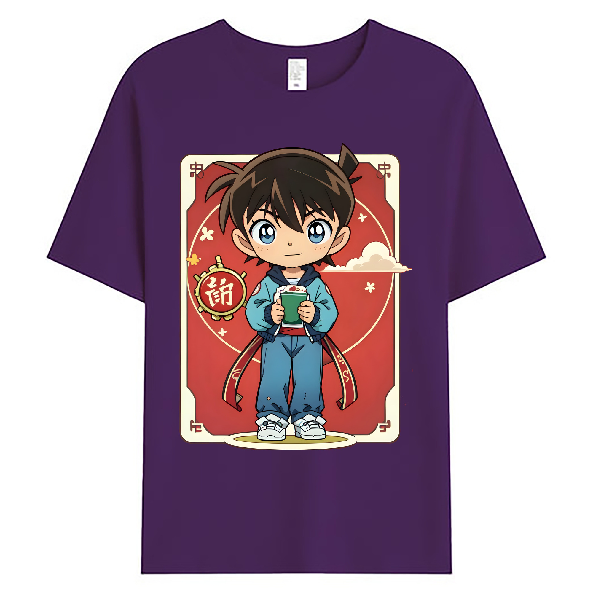 （画像用） 名探偵コナン 江戸川 コナン Detective Conan Conan Edogawa 綿100％ メンズ半袖Tシャツ｜肌触りやわらか＆通気性