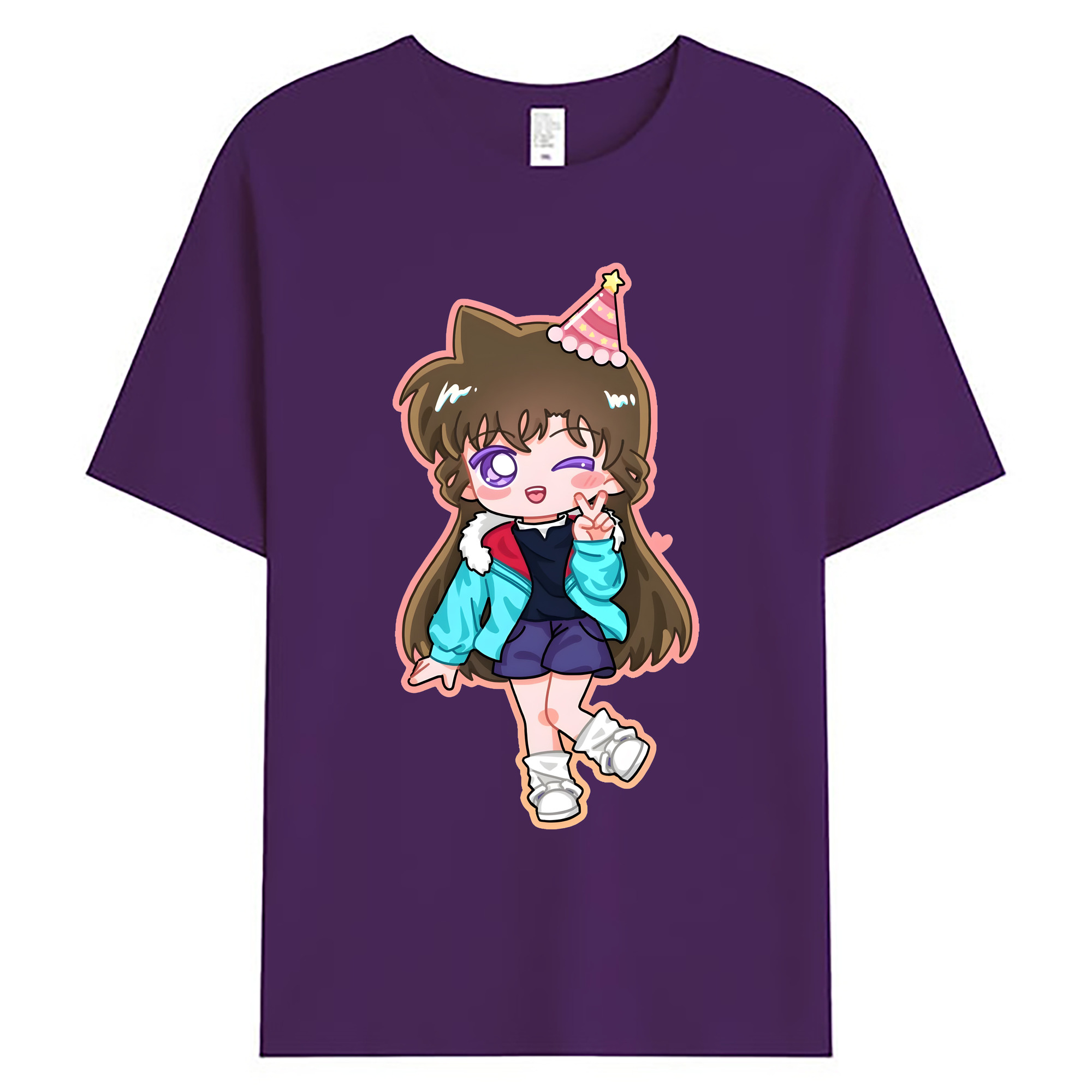 （画像用） 名探偵コナン 毛利 蘭 もうり らん、モーリ ラン Detective Conan Rachel Moore 綿100％ メンズ半袖Tシャツ｜肌触りやわらか＆通気性