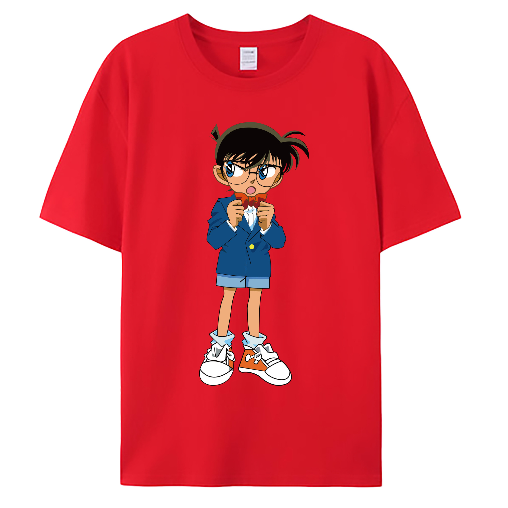 （画像用） 名探偵コナン 江戸川 コナン Detective Conan Conan Edogawa 綿100％ メンズ半袖Tシャツ｜肌触りやわらか＆通気性