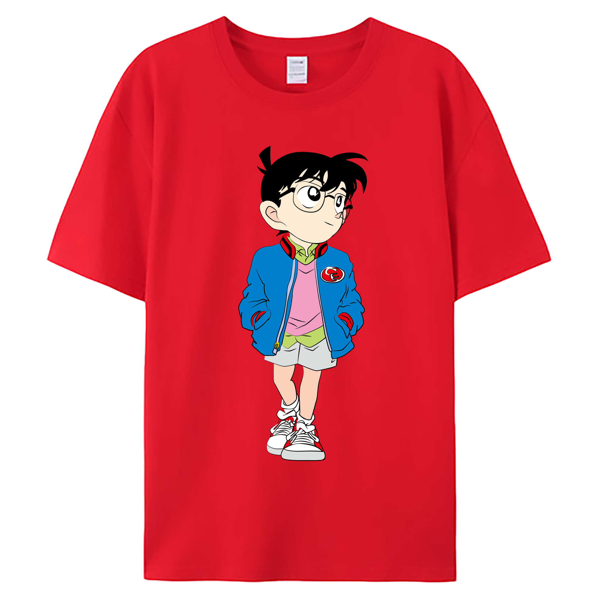（画像用） 名探偵コナン 江戸川 コナン Detective Conan Conan Edogawa 綿100％ メンズ半袖Tシャツ｜肌触りやわらか＆通気性