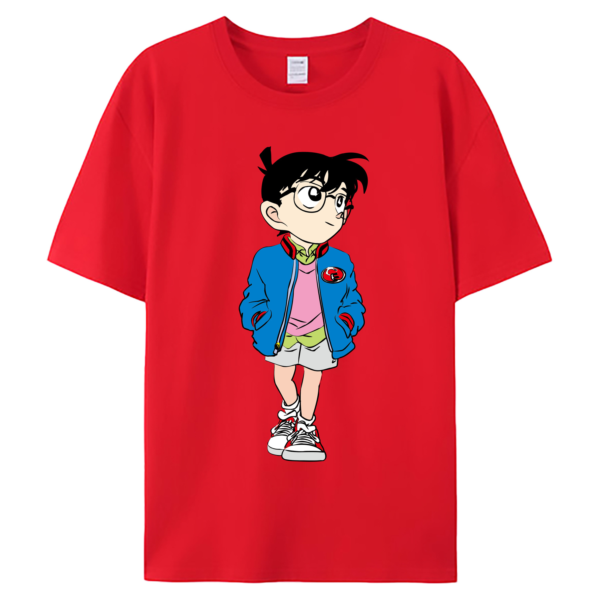 （画像用） 名探偵コナン 江戸川 コナン Detective Conan Conan Edogawa 綿100％ メンズ半袖Tシャツ｜肌触りやわらか＆通気性