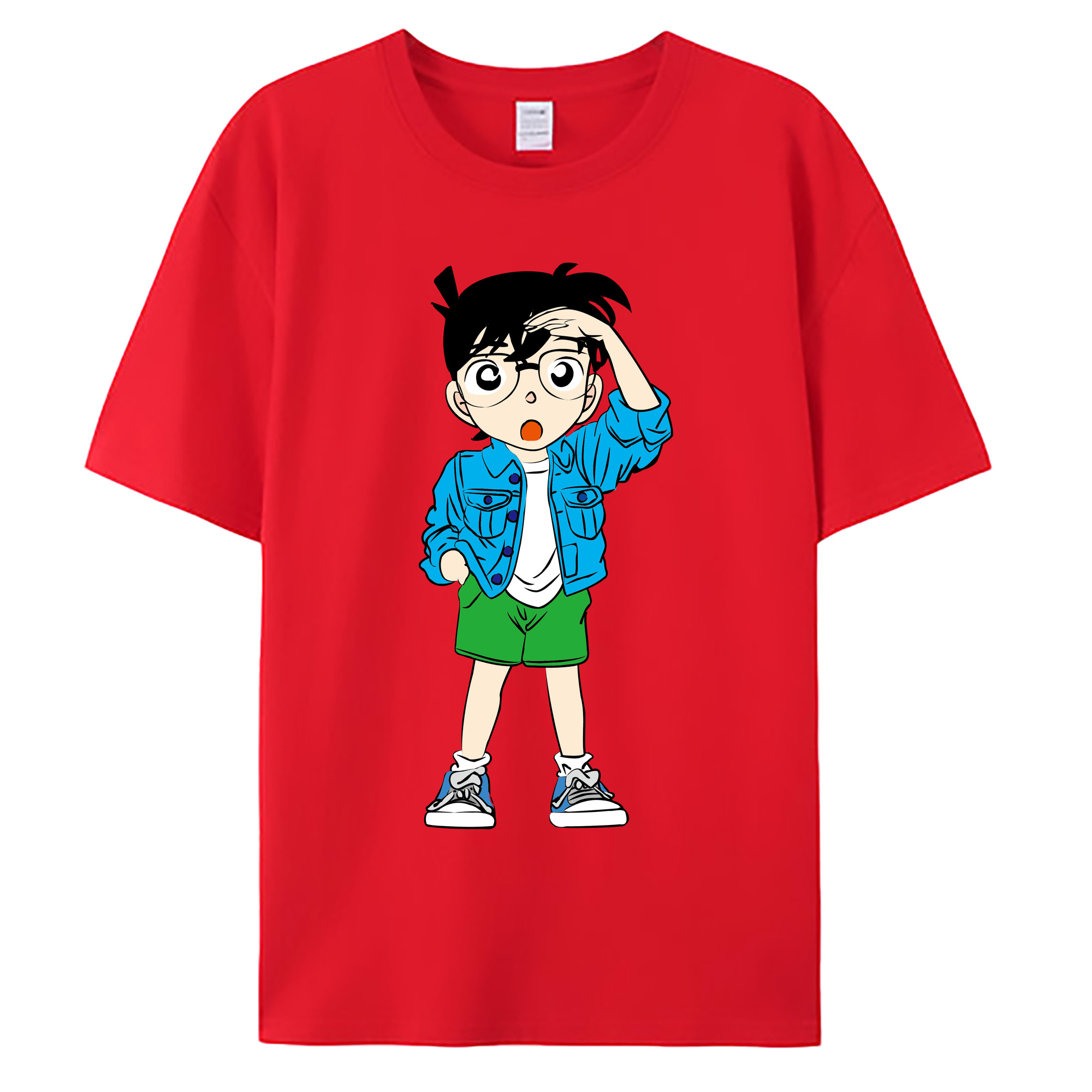 （画像用） 名探偵コナン 江戸川 コナン Detective Conan Conan Edogawa 綿100％ メンズ半袖Tシャツ｜肌触りやわらか＆通気性