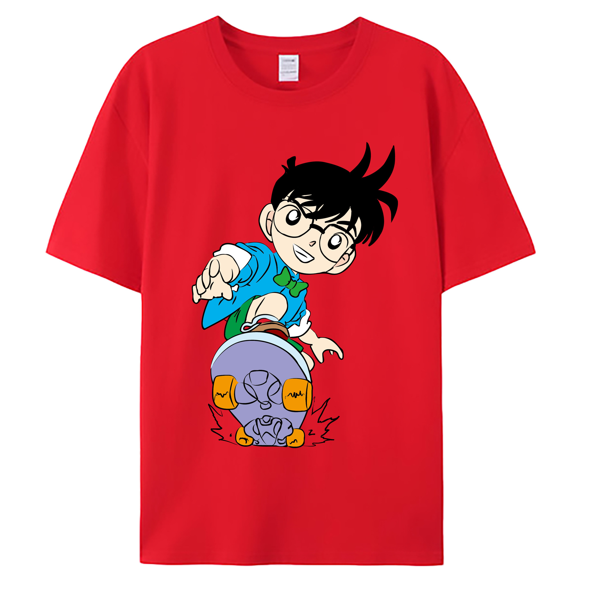 （画像用） 名探偵コナン 江戸川 コナン Detective Conan Conan Edogawa 綿100％ メンズ半袖Tシャツ｜肌触りやわらか＆通気性