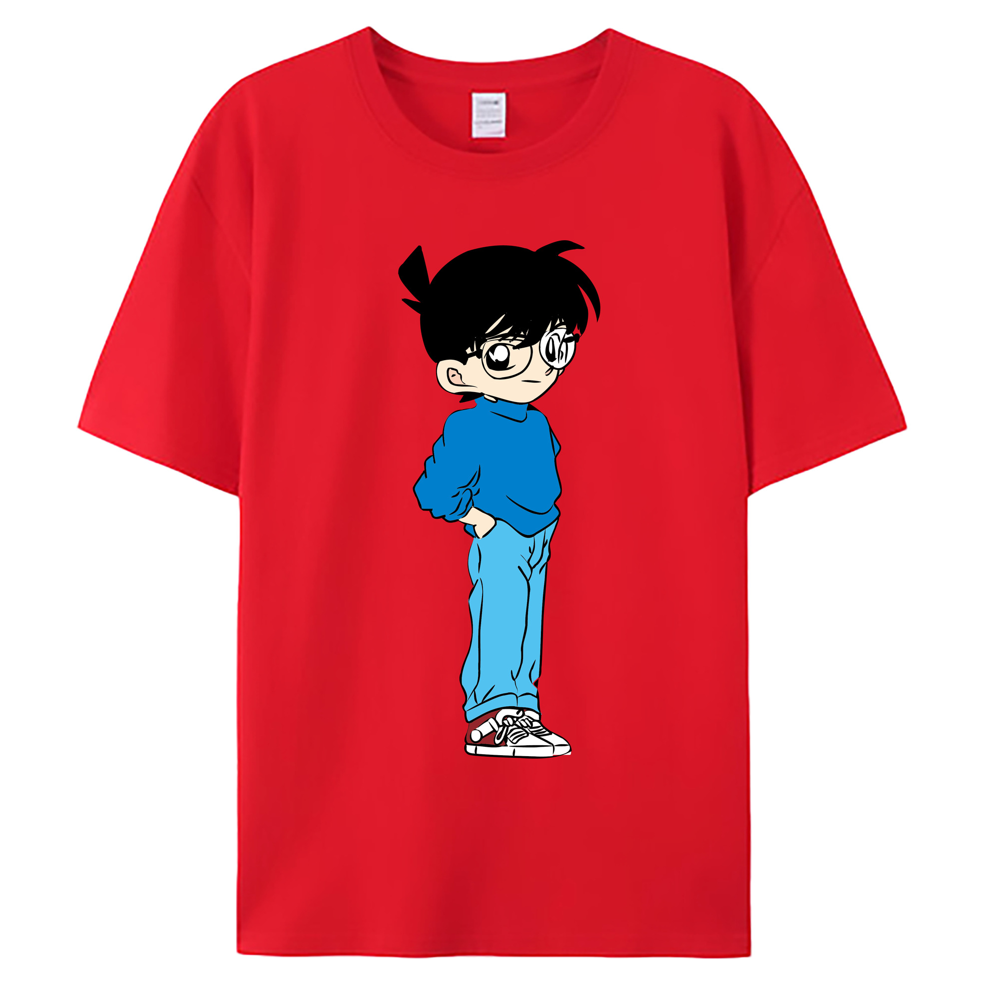 （画像用） 名探偵コナン 江戸川 コナン Detective Conan Conan Edogawa 綿100％ メンズ半袖Tシャツ｜肌触りやわらか＆通気性
