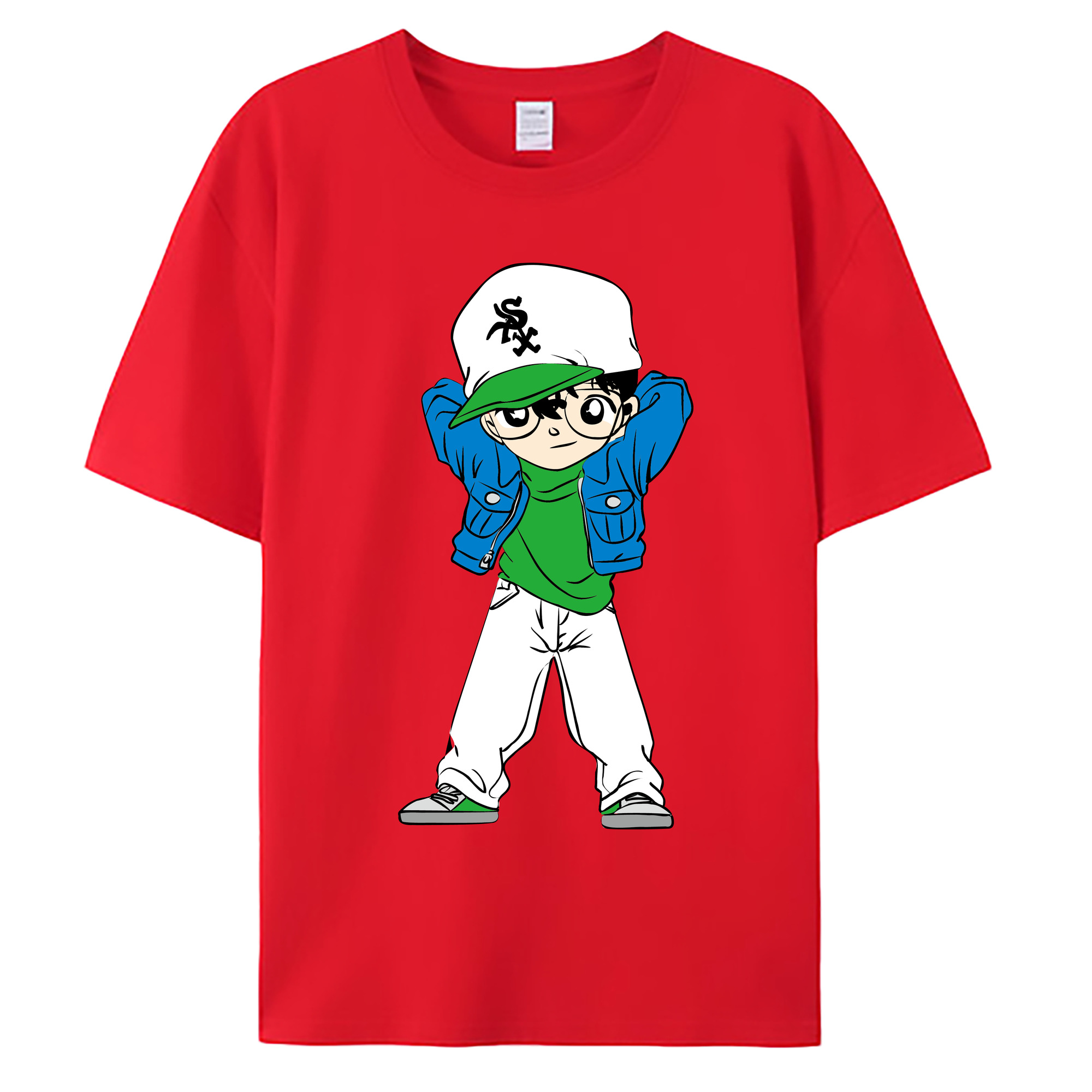 （画像用） 名探偵コナン 江戸川 コナン Detective Conan Conan Edogawa 綿100％ メンズ半袖Tシャツ｜肌触りやわらか＆通気性