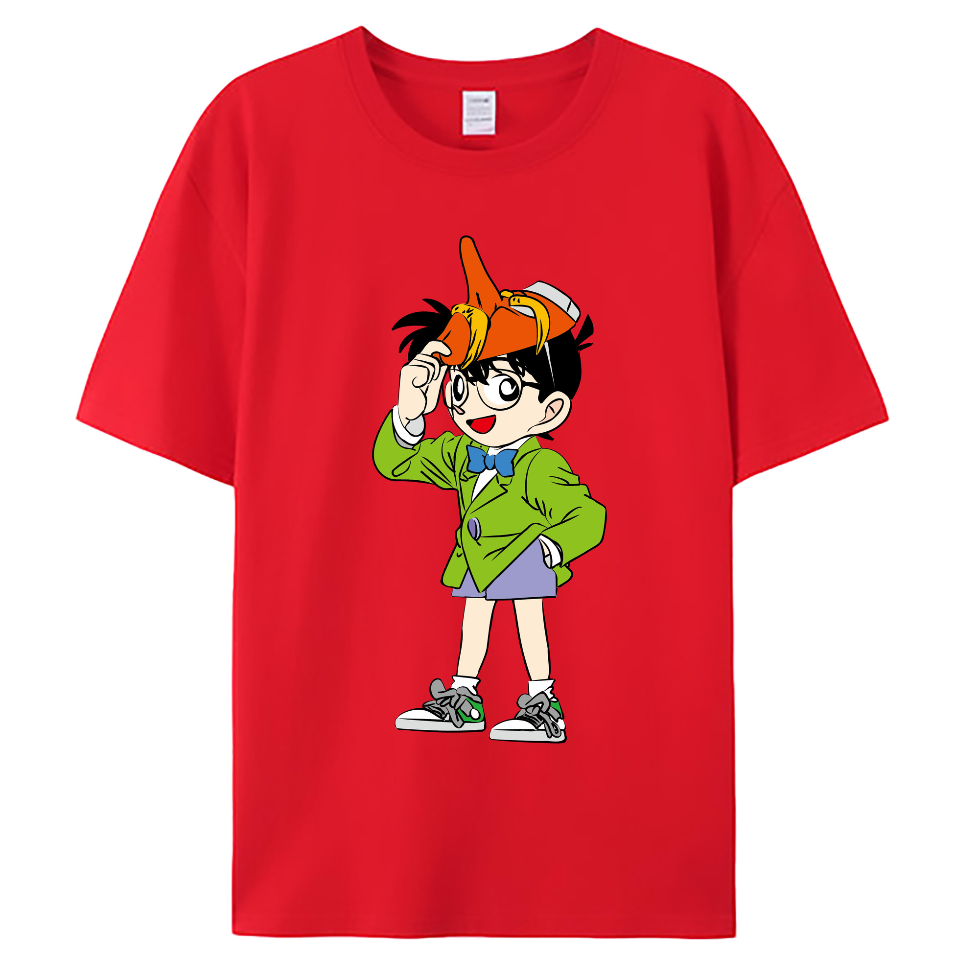 （画像用） 名探偵コナン 江戸川 コナン Detective Conan Conan Edogawa 綿100％ メンズ半袖Tシャツ｜肌触りやわらか＆通気性
