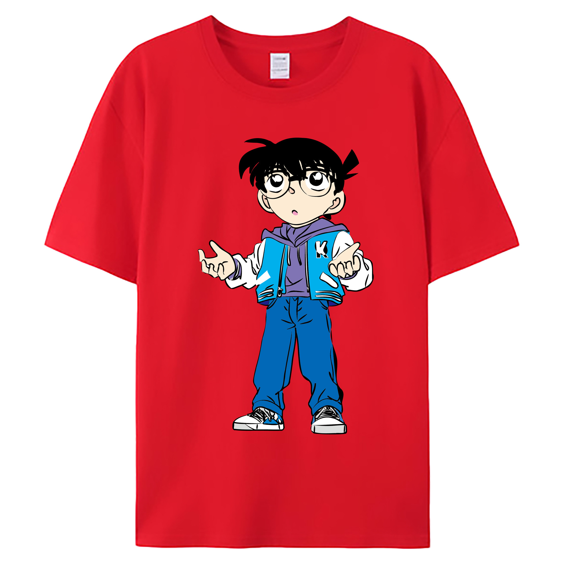 （画像用） 名探偵コナン 江戸川 コナン Detective Conan Conan Edogawa 綿100％ メンズ半袖Tシャツ｜肌触りやわらか＆通気性