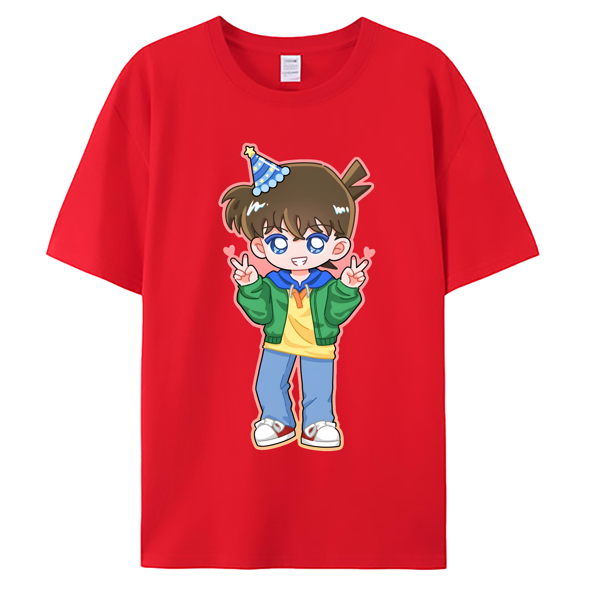（画像用） 名探偵コナン 江戸川 コナン Detective Conan Conan Edogawa 綿100％ メンズ半袖Tシャツ｜肌触りやわらか＆通気性