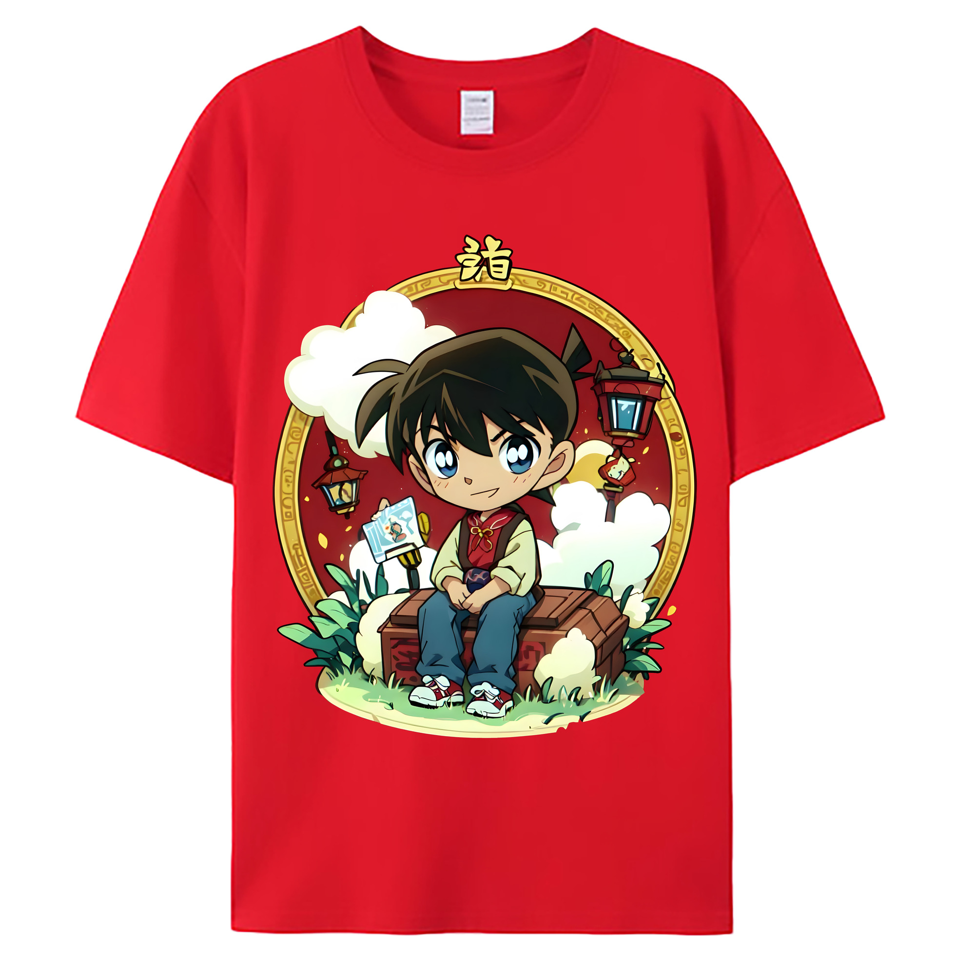 （画像用） 名探偵コナン 江戸川 コナン Detective Conan Conan Edogawa 綿100％ メンズ半袖Tシャツ｜肌触りやわらか＆通気性
