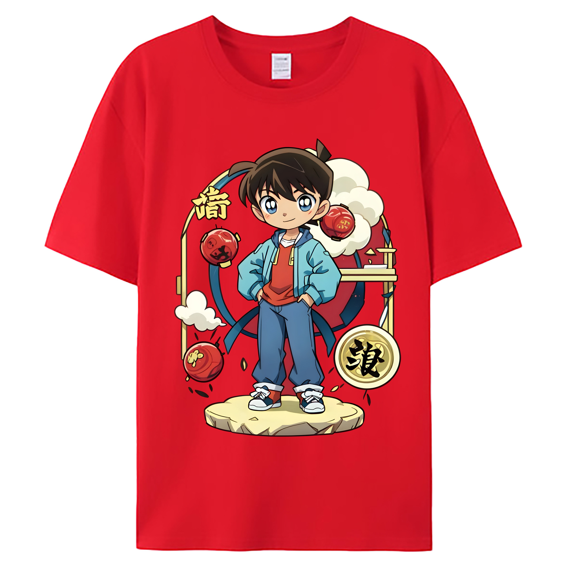 （画像用） 名探偵コナン 江戸川 コナン Detective Conan Conan Edogawa 綿100％ メンズ半袖Tシャツ｜肌触りやわらか＆通気性