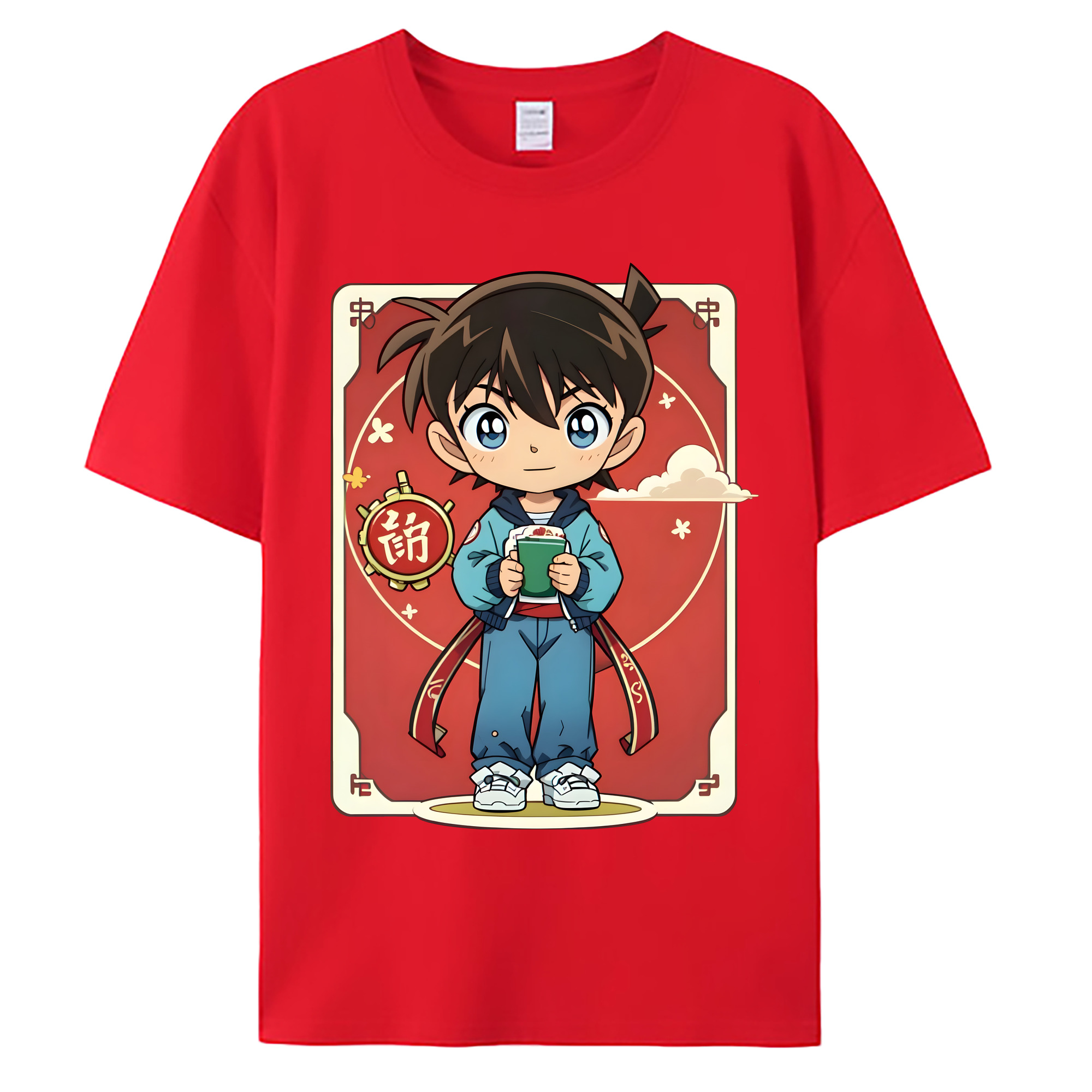 （画像用） 名探偵コナン 江戸川 コナン Detective Conan Conan Edogawa 綿100％ メンズ半袖Tシャツ｜肌触りやわらか＆通気性