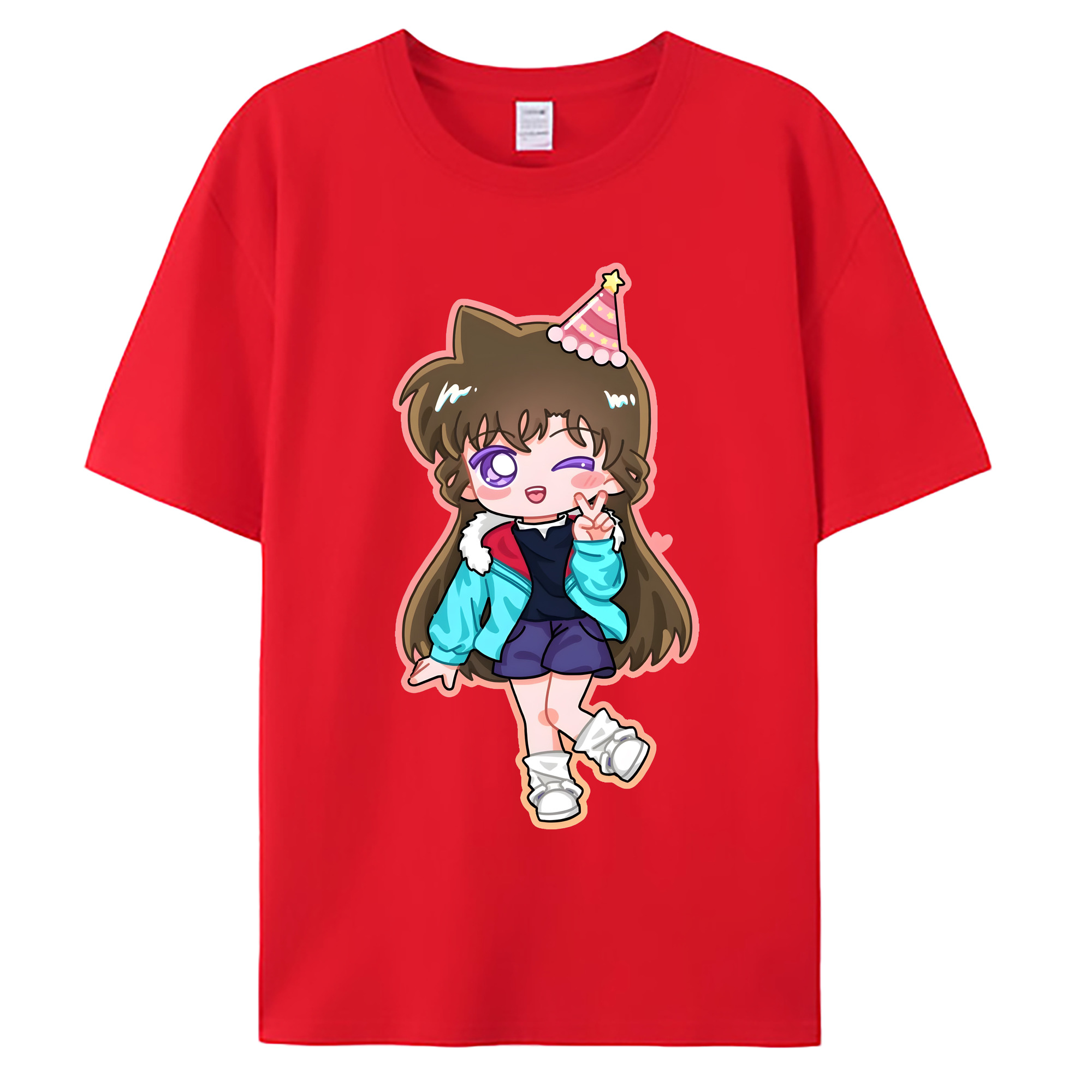 （画像用） 名探偵コナン 毛利 蘭 もうり らん、モーリ ラン Detective Conan Rachel Moore 綿100％ メンズ半袖Tシャツ｜肌触りやわらか＆通気性