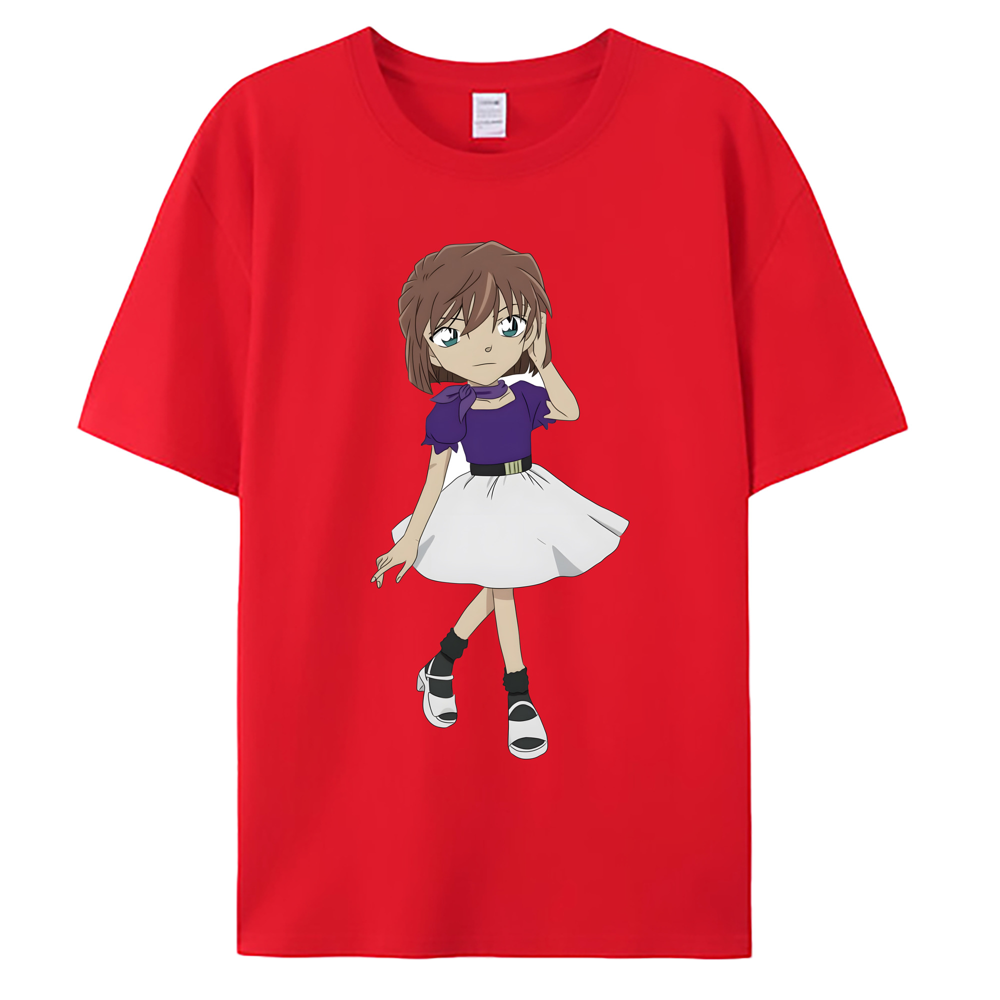 （画像用） 名探偵コナン 灰原 哀 はいばら あい Detective Conan Anita Hailey、Vi Graythorn Haibara Ai 綿100％ メンズ半袖Tシャツ｜肌触りやわらか＆通気性