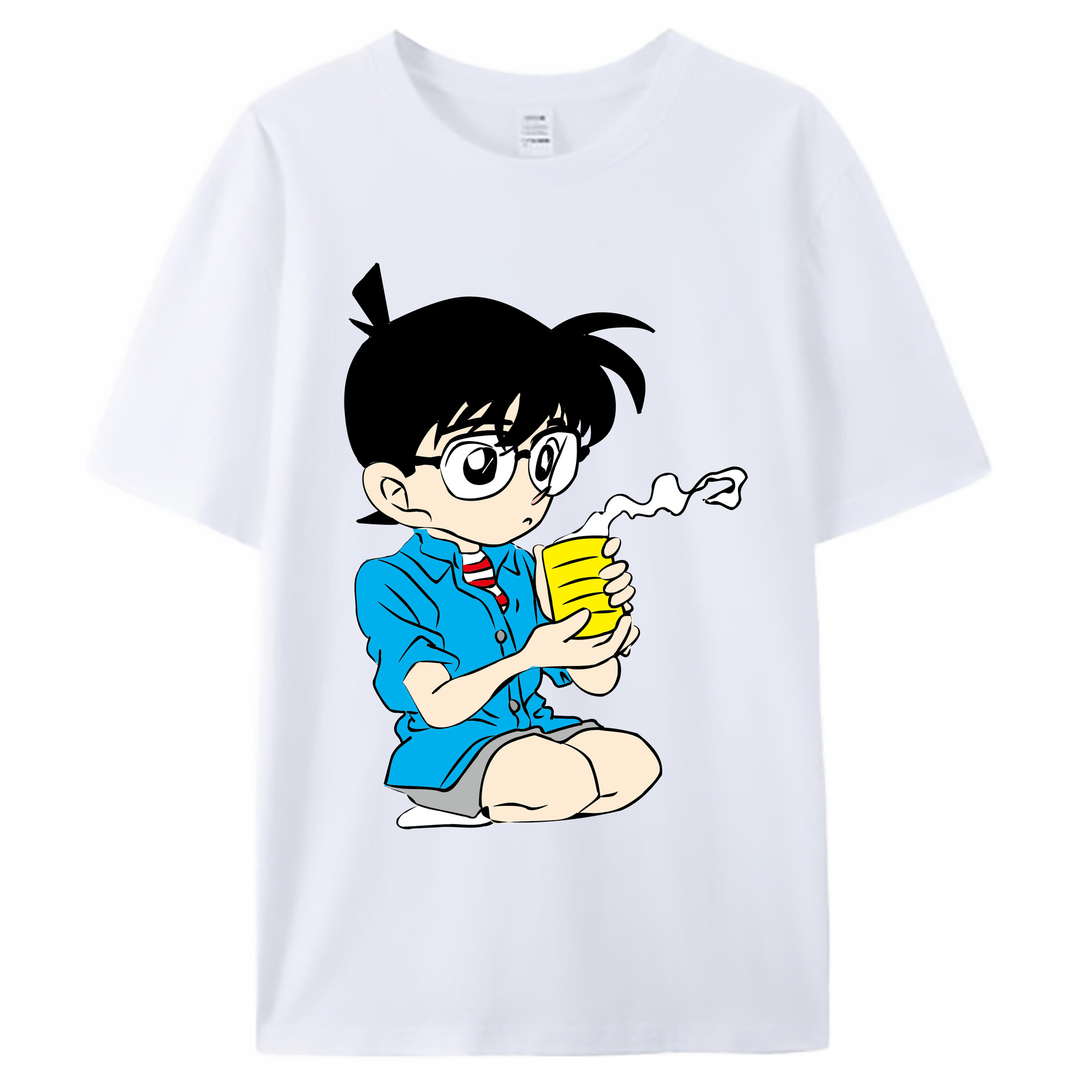 （画像用） 名探偵コナン 江戸川 コナン Detective Conan Conan Edogawa 綿100％ メンズ半袖Tシャツ｜肌触りやわらか＆通気性