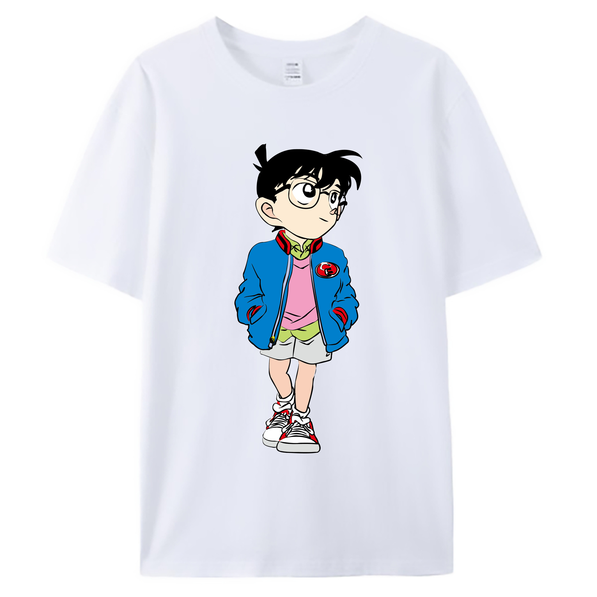 （画像用） 名探偵コナン 江戸川 コナン Detective Conan Conan Edogawa 綿100％ メンズ半袖Tシャツ｜肌触りやわらか＆通気性