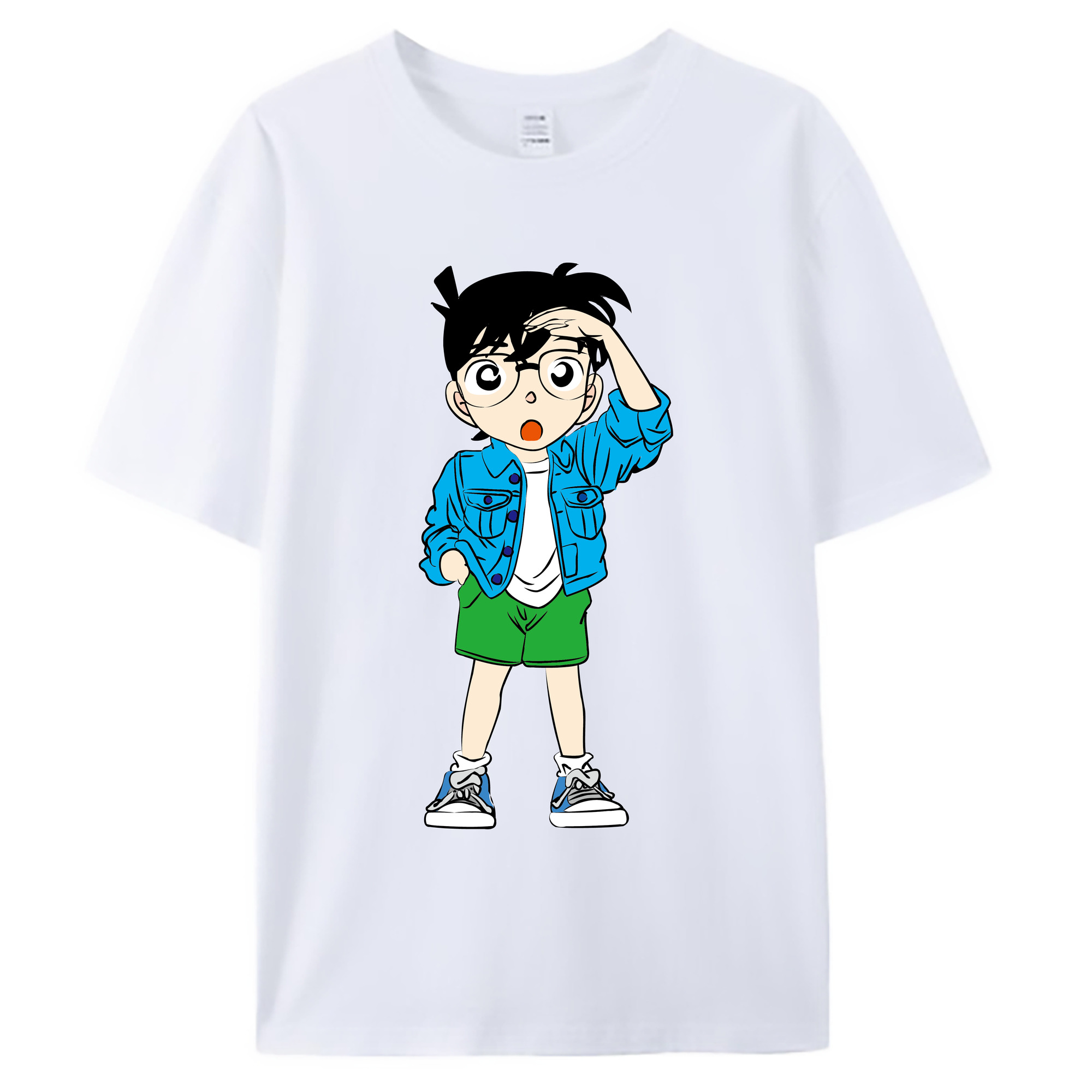 （画像用） 名探偵コナン 江戸川 コナン Detective Conan Conan Edogawa 綿100％ メンズ半袖Tシャツ｜肌触りやわらか＆通気性