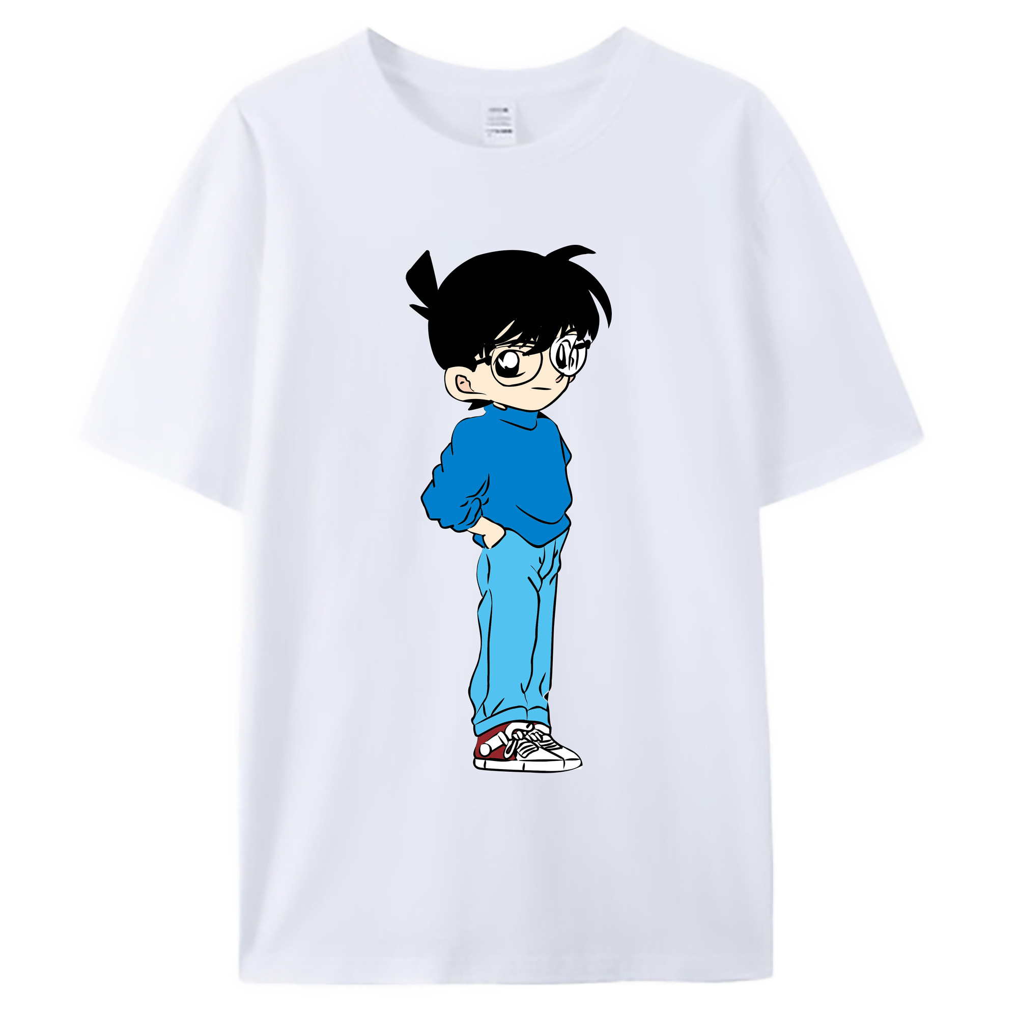 （画像用） 名探偵コナン 江戸川 コナン Detective Conan Conan Edogawa 綿100％ メンズ半袖Tシャツ｜肌触りやわらか＆通気性