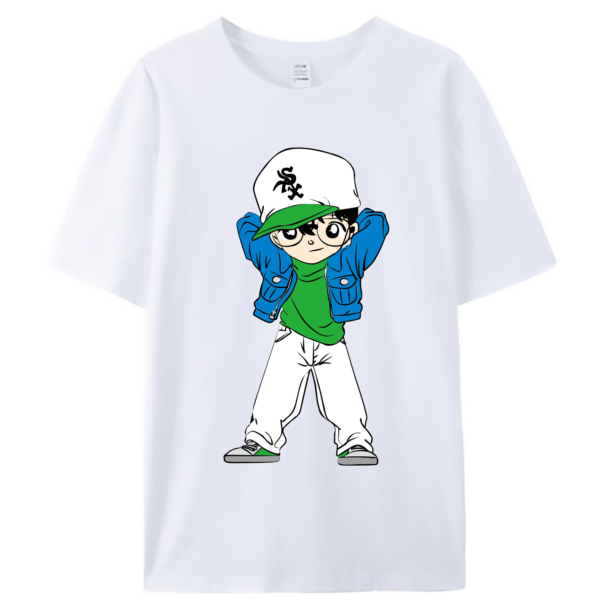 （画像用） 名探偵コナン 江戸川 コナン Detective Conan Conan Edogawa 綿100％ メンズ半袖Tシャツ｜肌触りやわらか＆通気性