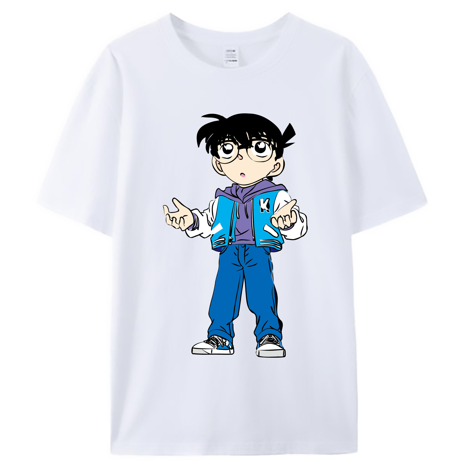 （画像用） 名探偵コナン 江戸川 コナン Detective Conan Conan Edogawa 綿100％ メンズ半袖Tシャツ｜肌触りやわらか＆通気性